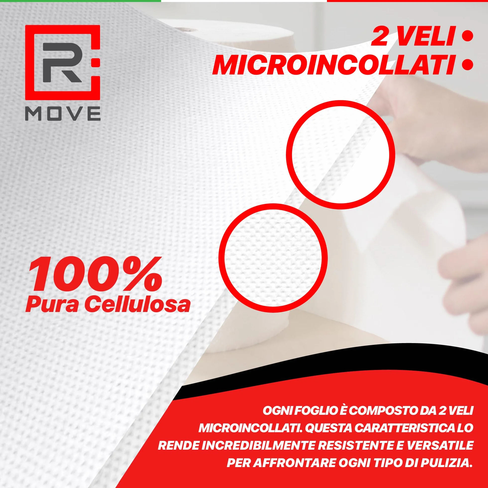 R MOVE 2 rolki papieru do suszenia 1,7 kg 900 rozdarć 2-warstwowa czysta celuloza ręcznik papierowy kuchenny