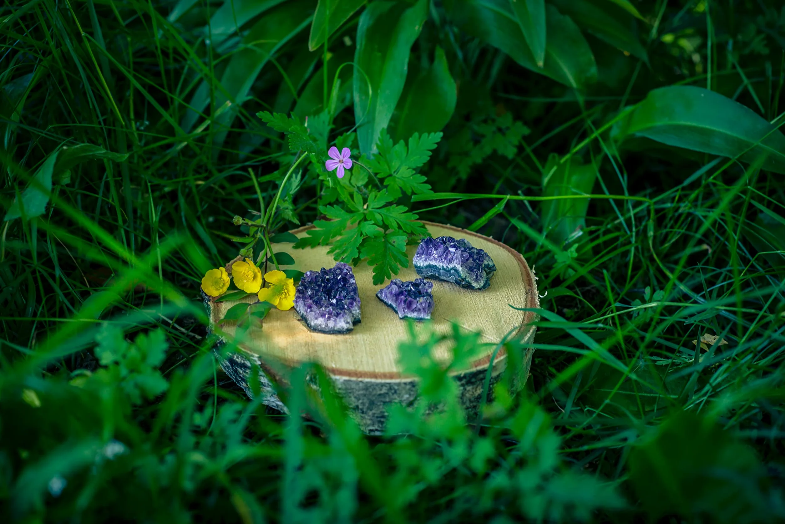 Kryształy ametystu 100% naturalne kawałki z grotów zestaw 3 sztuki