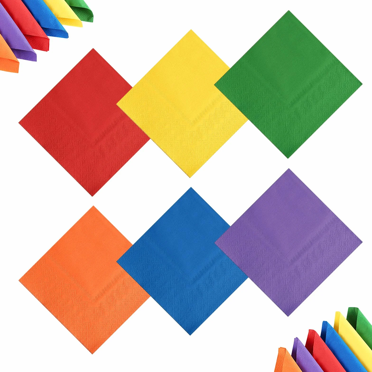 72 szt. tęczowe serwetki 2-warstwowe wielokolorowe serwetki koktajlowe jednorazowe kolorowe serwetki imprezowe serwetki obiadowe na imprezę, urodziny, ślub, 12 x 13 cm