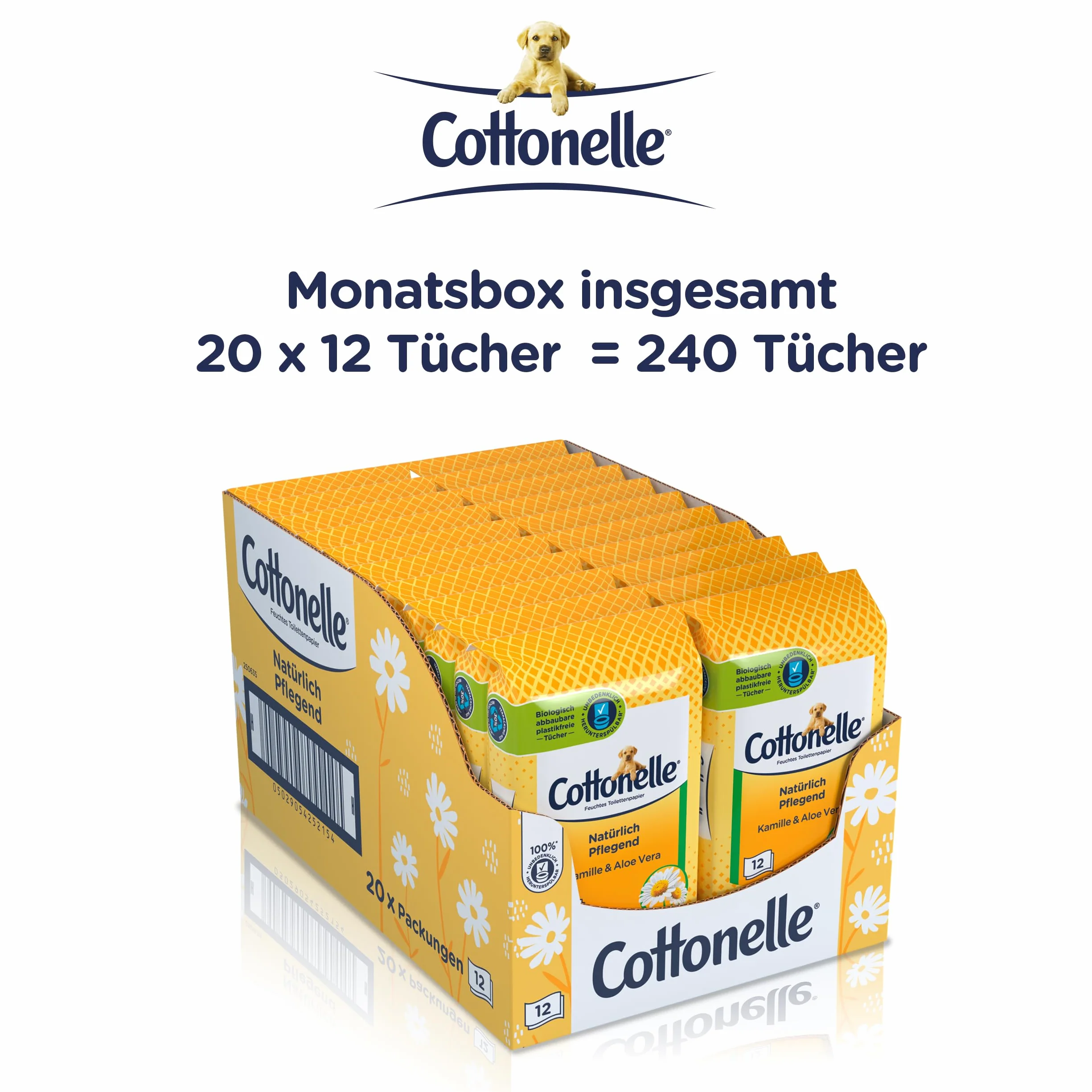 Cottonelle Wilgotny papier toaletowy do podróży rumianek i aloes biodegradowalny 20 x 12 ściereczek
