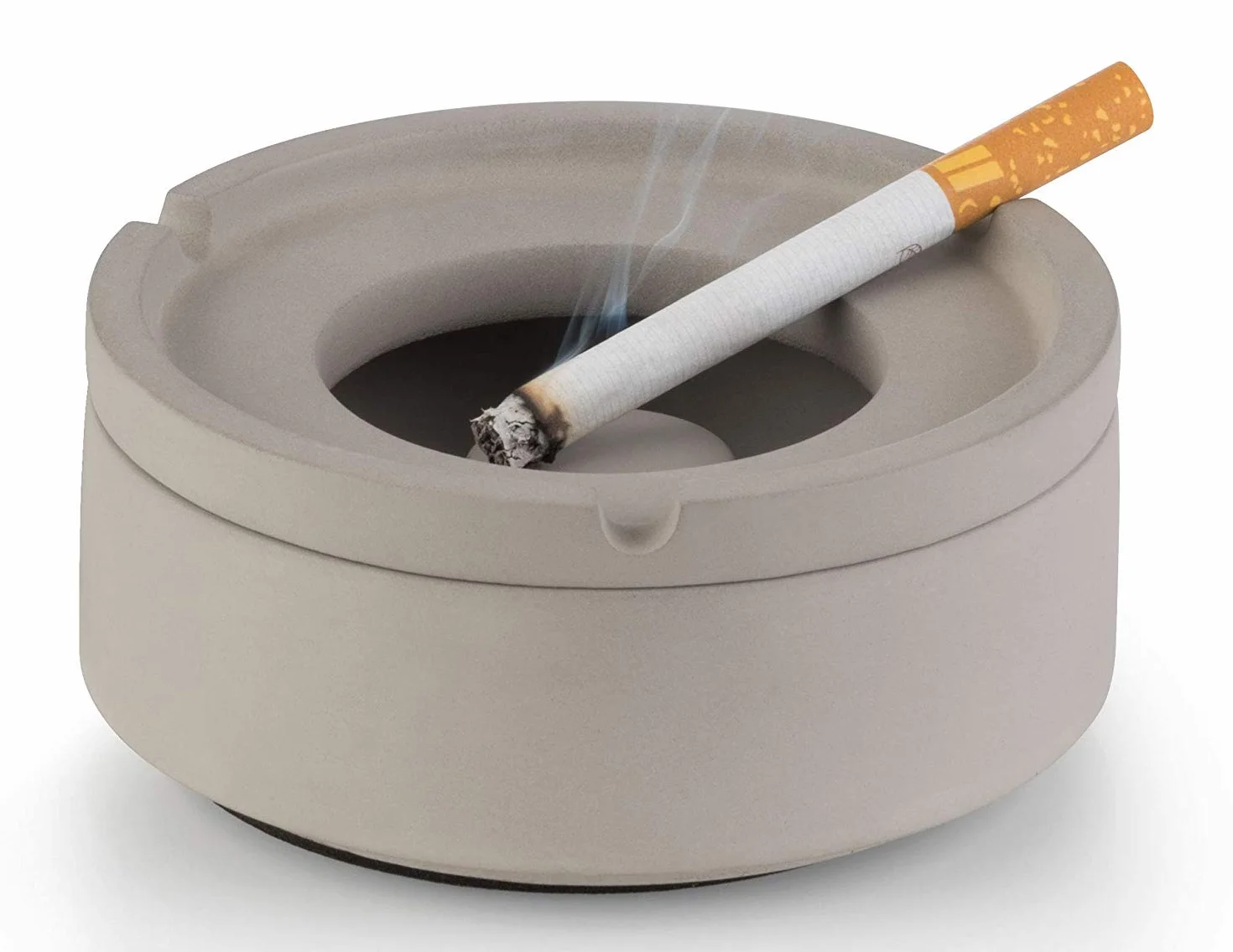 APS Popielniczka "Element" – popielniczka premium z betonu – 3 rowki na tacę na papierosy – popielniczka ze spodem chroniącym meble 10,5 x 5 cm, betonowa szara