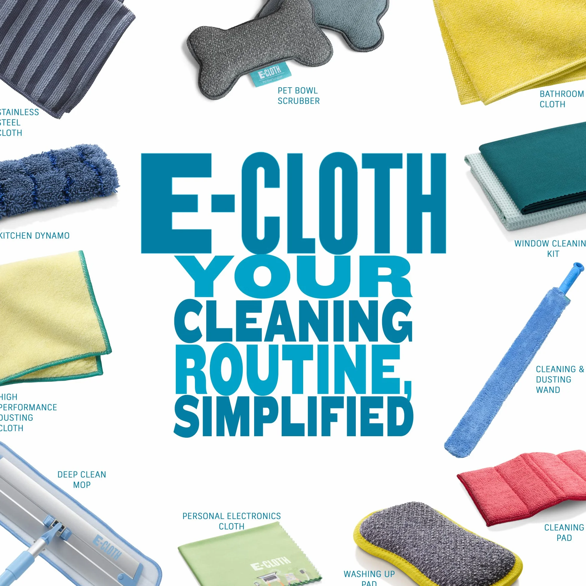 E-Cloth Zestaw do czyszczenia okien, wysokiej jakości szkło z mikrofibry i do czyszczenia okien, idealny do szklanych drzwi prysznicowych, okien wewnętrznych i zewnętrznych oraz przedniej szyby