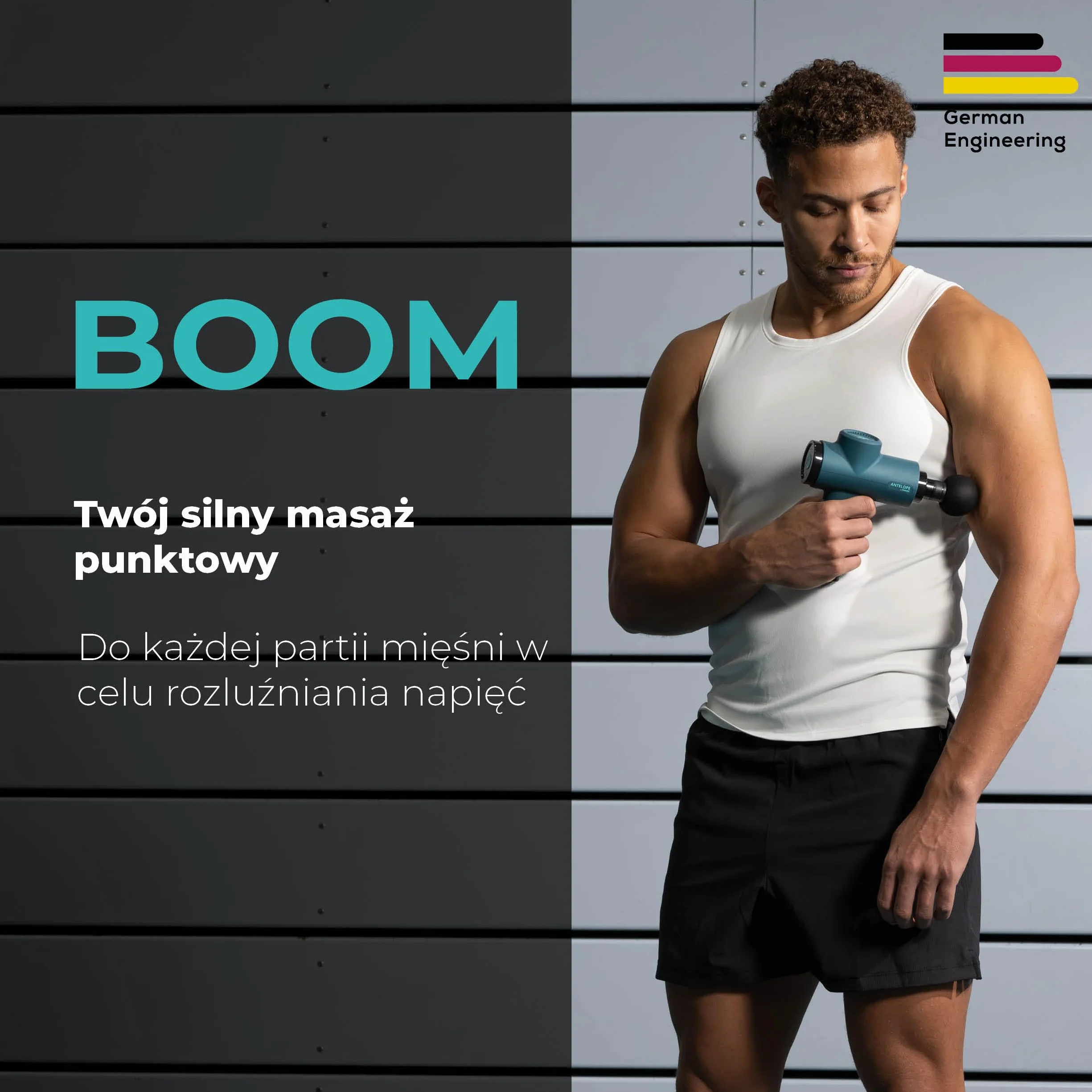 Beurer Pistolet do Masażu AMG 98 BOOM, Kompaktowy z 4 Nasadkami, 5 Poziomami Intensywności, Akumulator