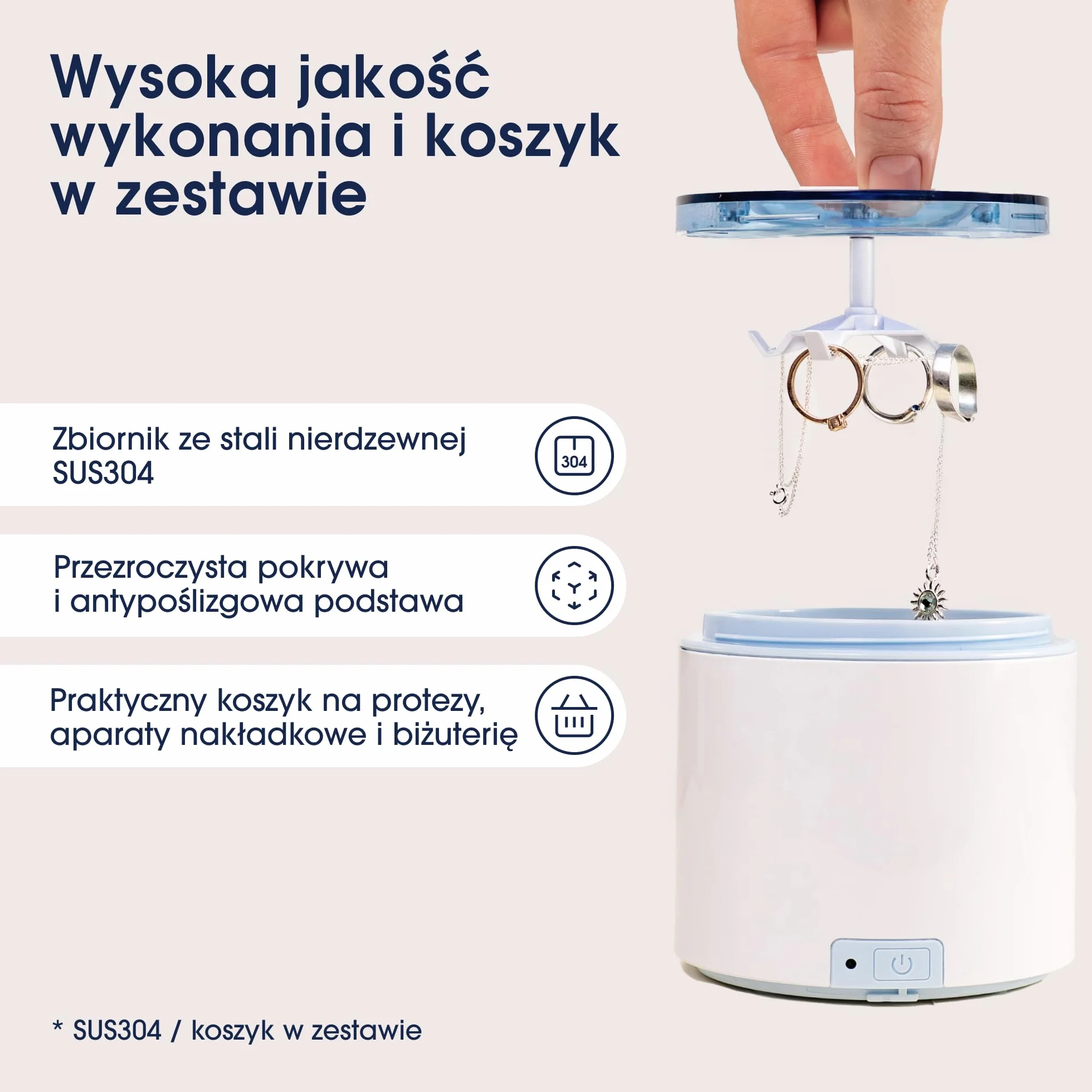 ZENT SoniQWave Myjka ultradźwiękowa Stal nierdzewna 5-minutowy cykl Technologia czyszczenia 360°