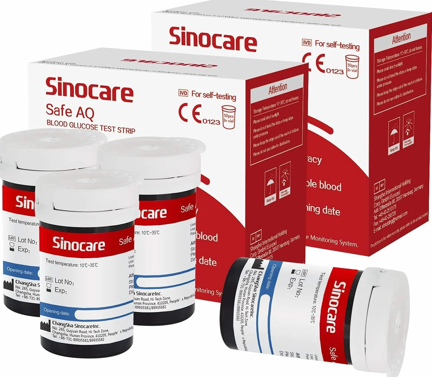 Sinocare Paski do testowania cukru we krwi 100 sztuk z lancetami 100 sztuk do Safe AQ Smart i Safe AQ Voice
