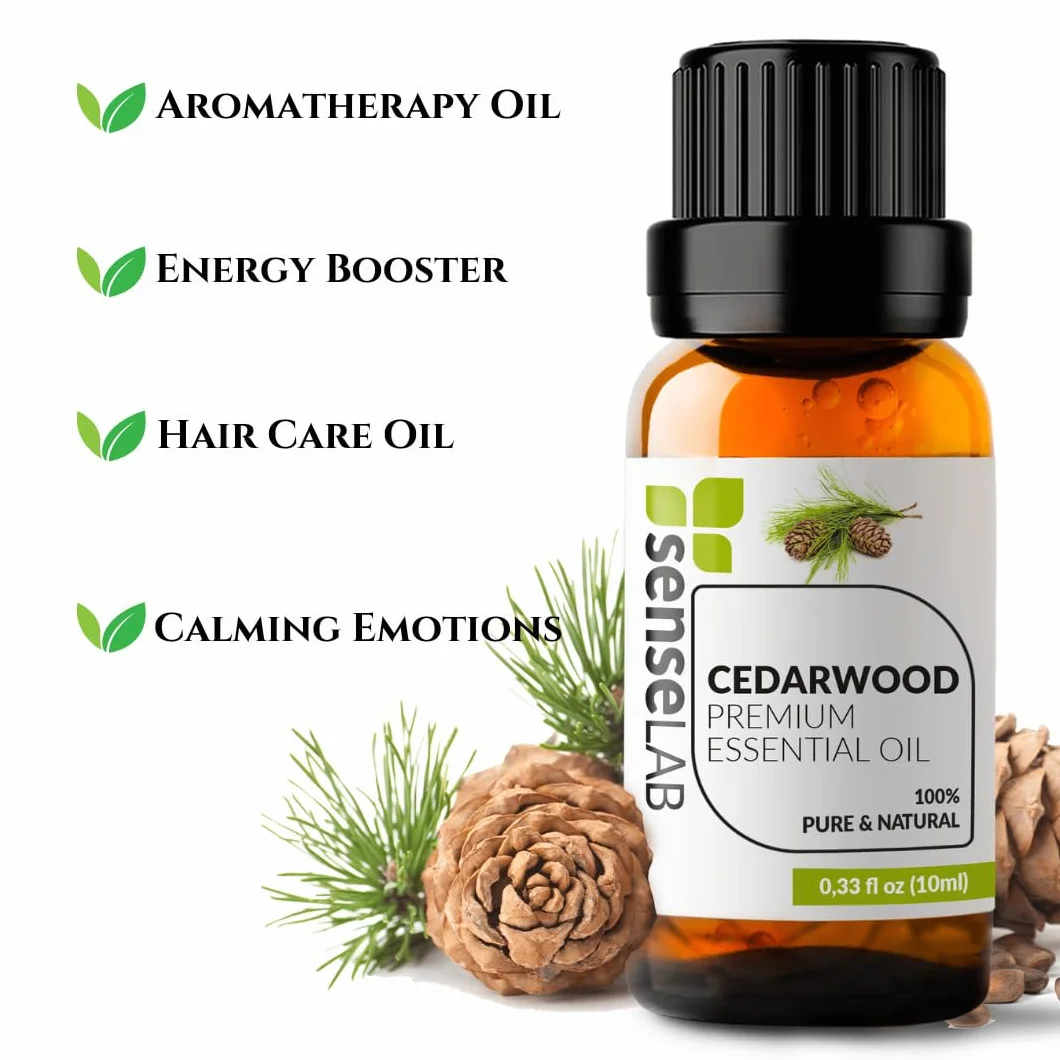 SenseLAB Olejek eteryczny z drzewa cedrowego -100% czysty naturalny olejek z drzewa cedrowego klasy terapeutycznej do dyfuzora aromaterapeutycznego - ochrona zewnętrzna (10 ml)