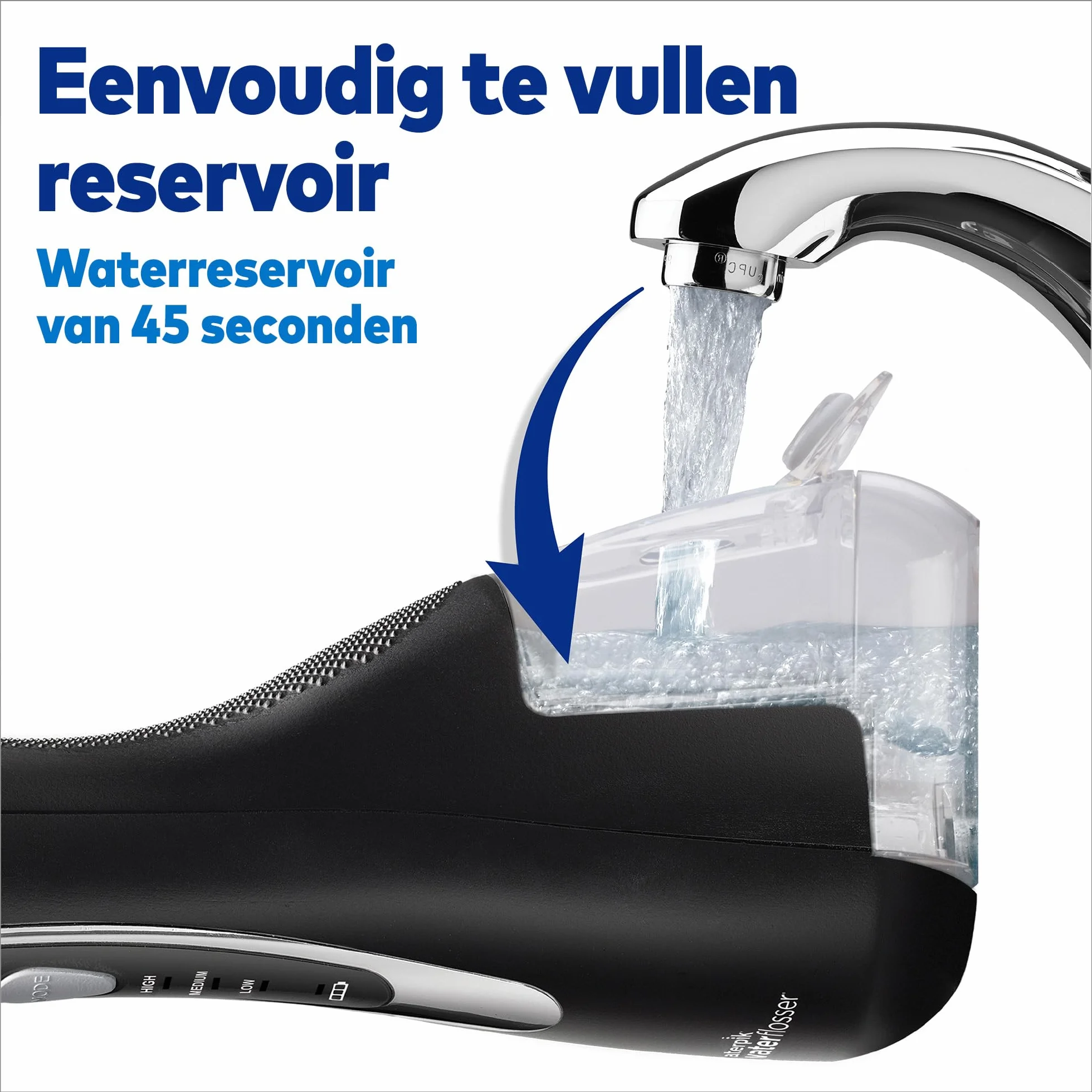 Waterpik Cordless Advanced Irygator Bezprzewodowy WP-582EU, 3 Ustawienia Ciśnienia, Czarny