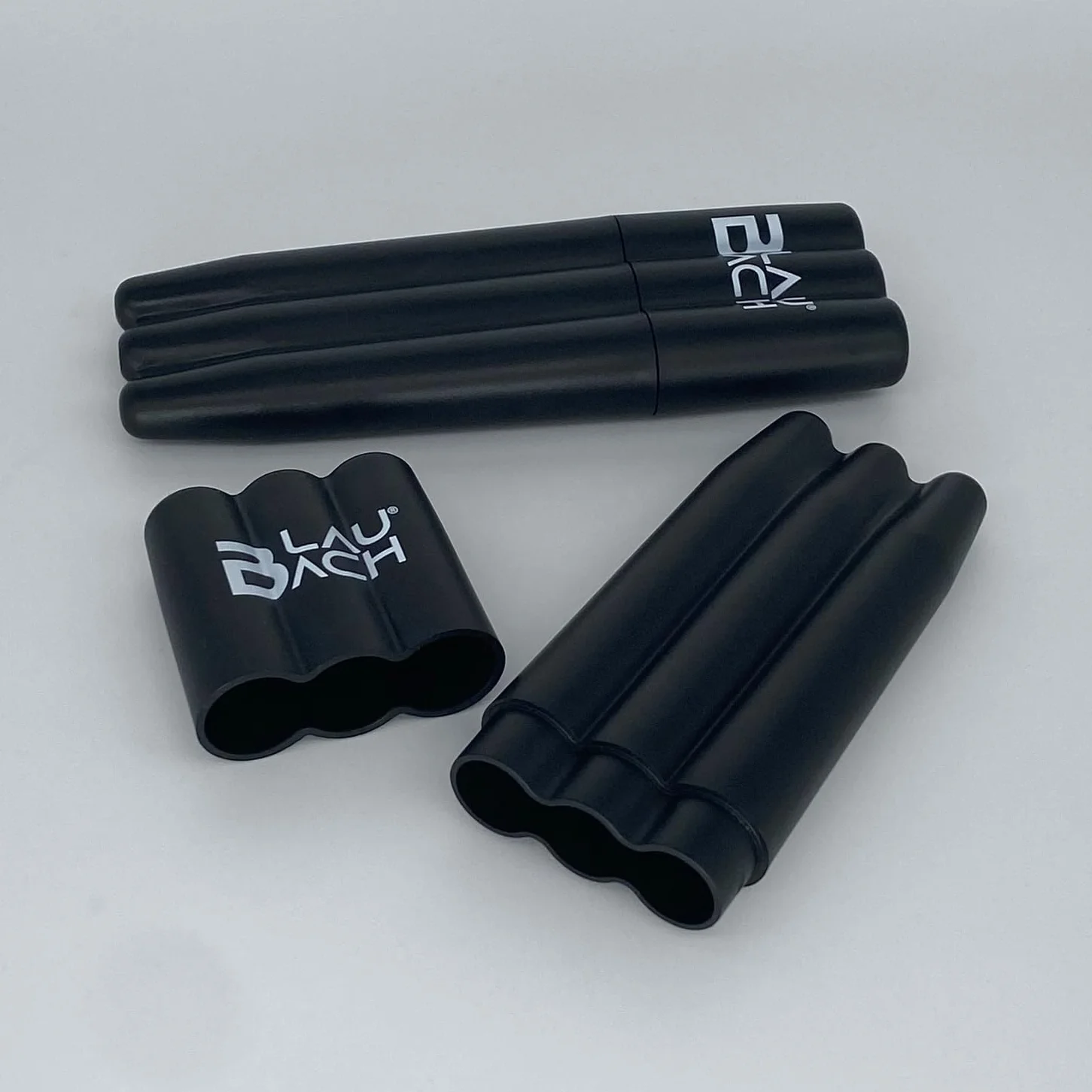 2x Triple Tube, Joint Hülle, Transporthülle, Joint Case für Blunts und Zigaretten 120 mm – BLAUBACH Black Edition (schwarz)