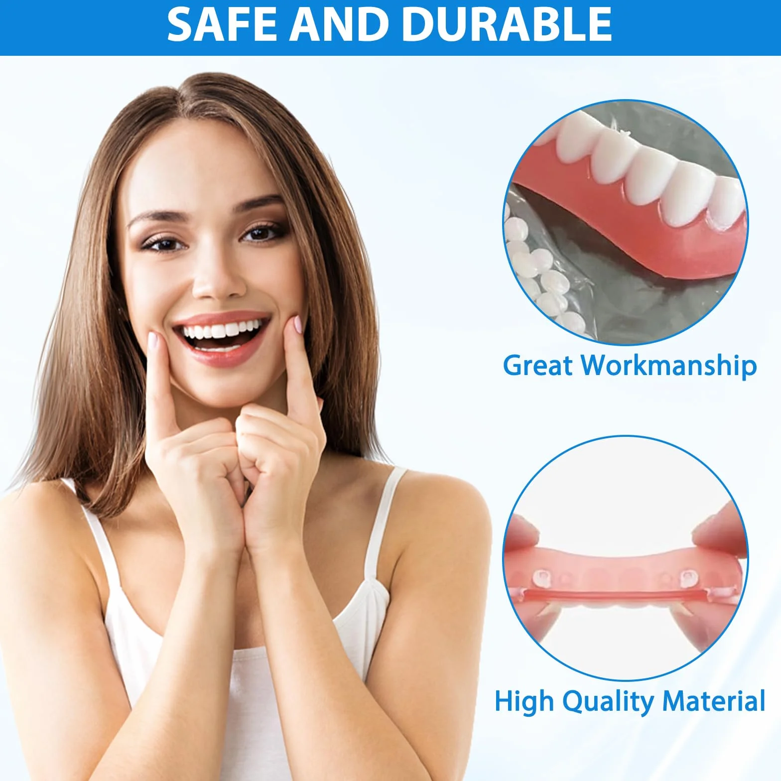 2 sztuki protez zębowych do nakładania Naturalne i przyjemne w noszeniu Veneers Silicone Reline Zestaw protez dla mężczyzn i kobiet Nadaje się do uzyskania pewnego siebie uśmiechu