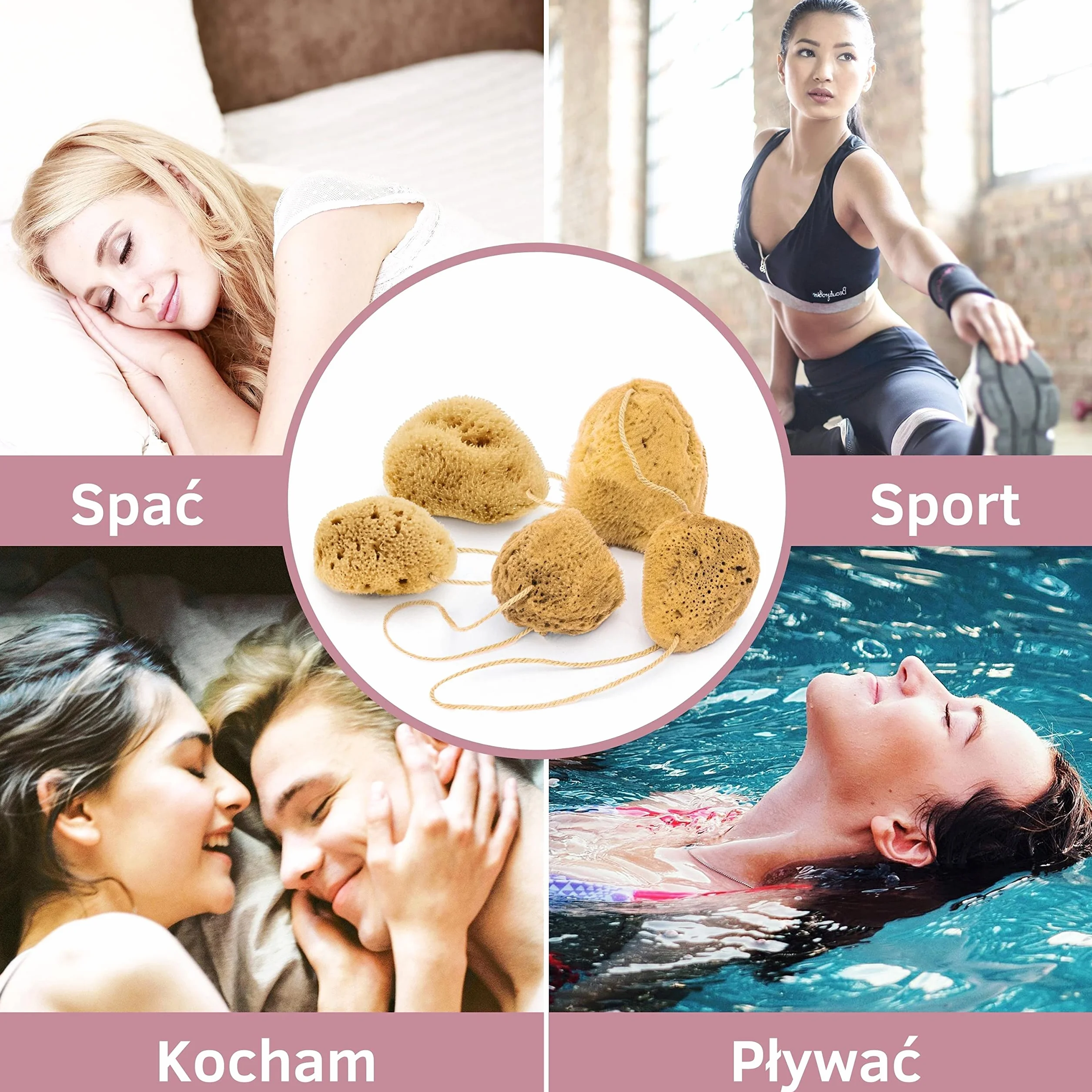 Naturalna gąbka menstruacyjna z nitką alternatywa dla tamponów zmywalna Dermatest doskonały pojemnik podróżny jakość premium Grecja Roz. S 5 x 3-5 cm