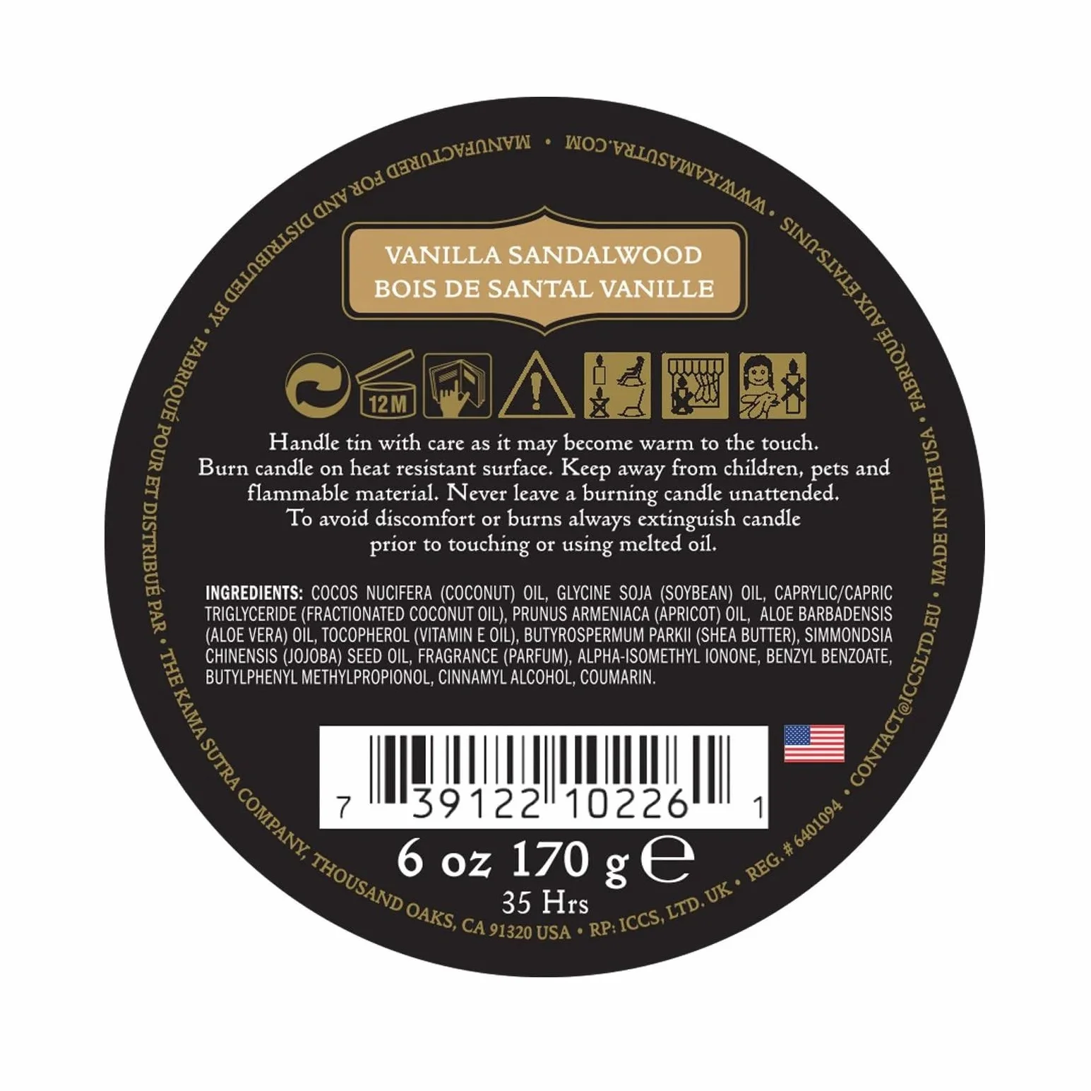 KamaSutra świeca do masażu Tahitian Sandalwood (tahitańskie drzewo sandałowe), 1 opakowanie (1 x 170 g)
