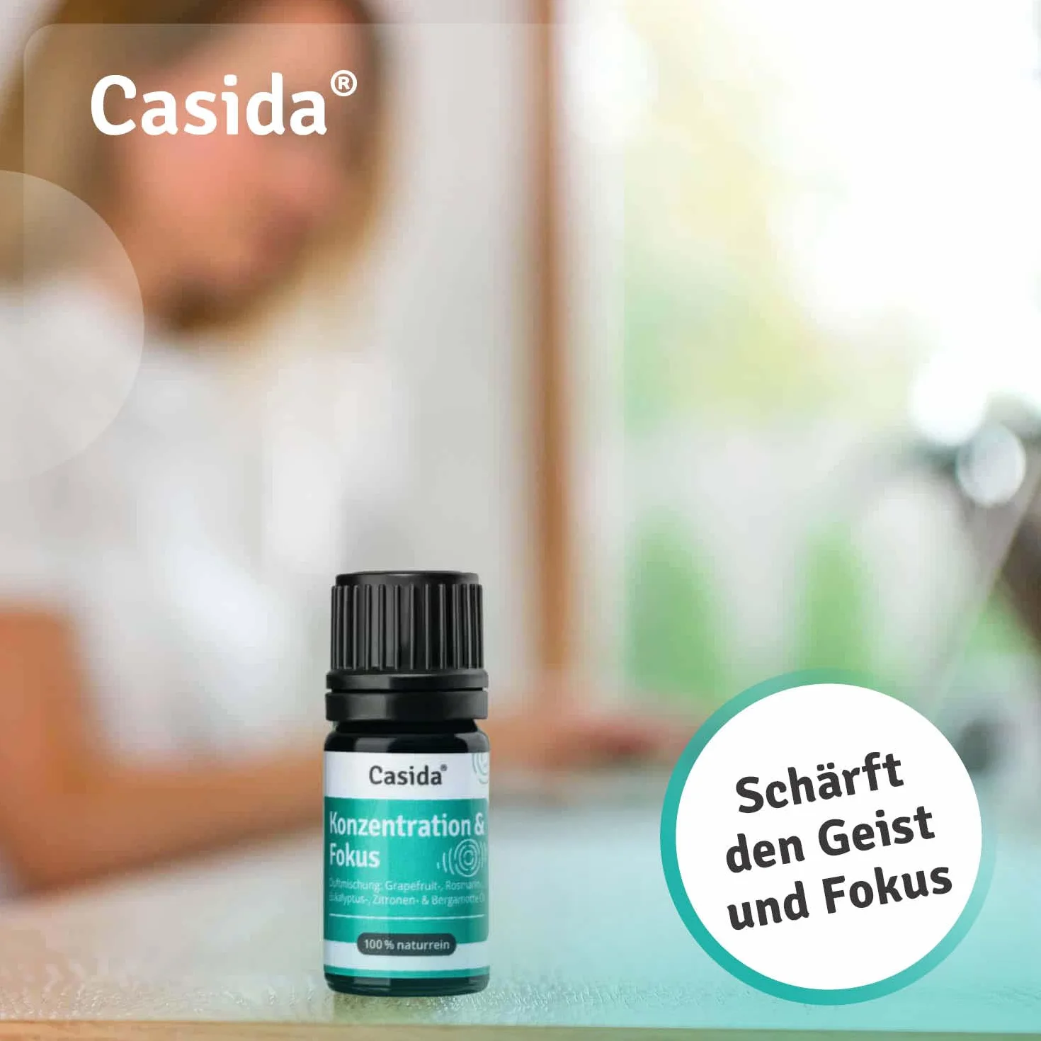 Casida® Mieszanka Koncentracji i Fokus - z olejków eterycznych naturalnych - grejpfrutowego, rozmarynowego, eukaliptusowego, cytrynowego i bergamotkowego - dla lepszej koncentracji - jakość apteczna - 5 ml