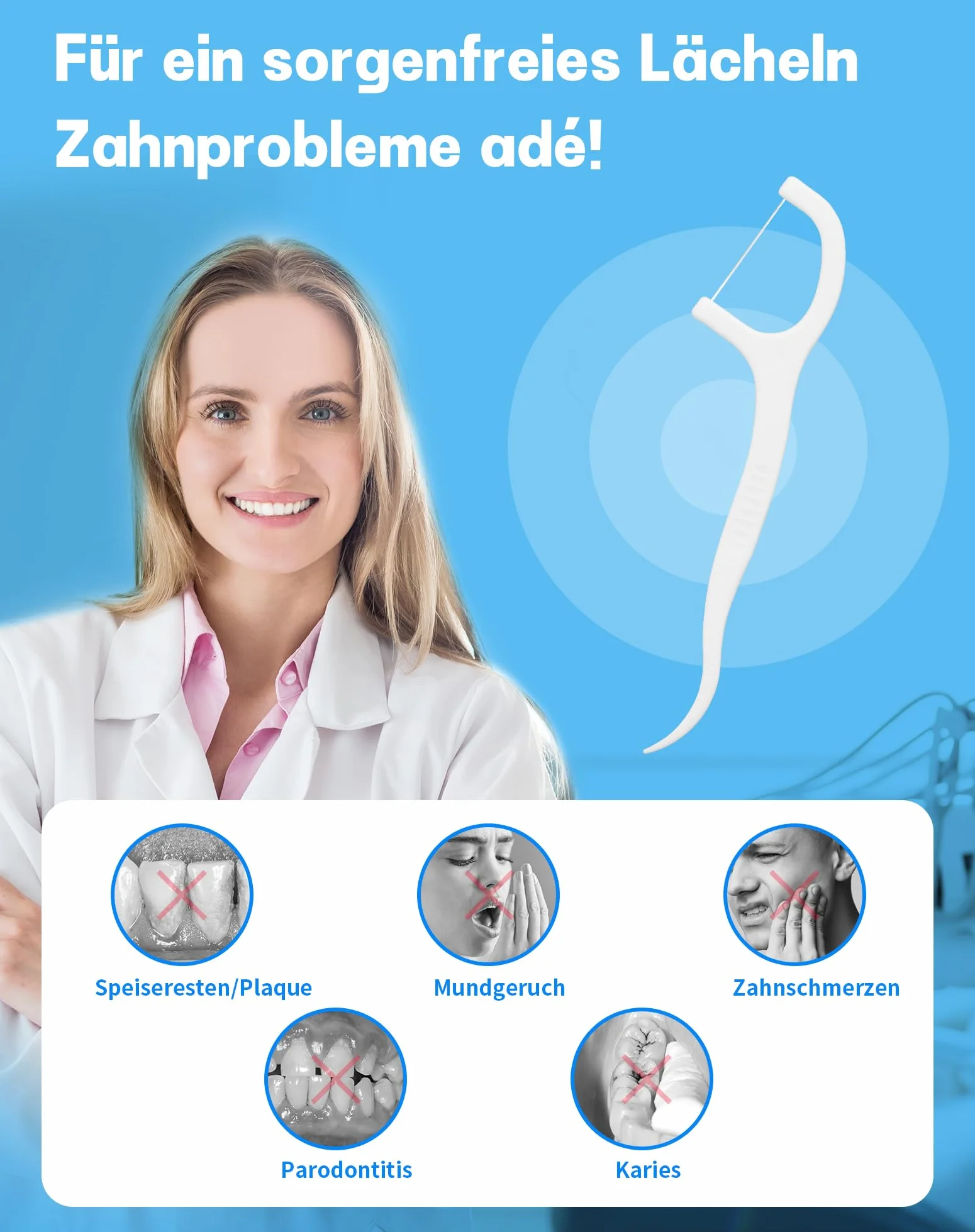 400 x patyczki z nić dentystyczną, do pielęgnacji zębów, 3 x flossery do czyszczenia zębów, z 4 przenośnymi etui