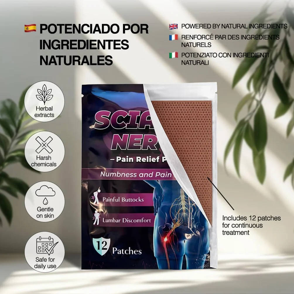 Plaster na rwę kulszową 60 sztuk ogrzewanie ból nerwu kulszowego odcinka lędźwiowego pleców i stawów 24-godzinna naturalna ulga mięśni oddychająca elastyczna tkanina formuła z ekstraktami