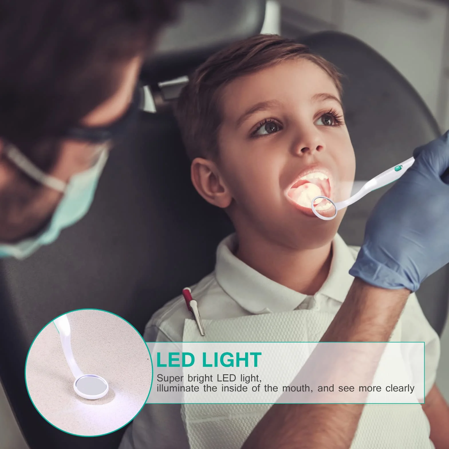 MILISTEN Lustro dentystyczne z oświetleniem LED, ochrona przed zaparowaniem, lusterko dentystyczne, lusterko do pielęgnacji zębów, lusterko do makijażu