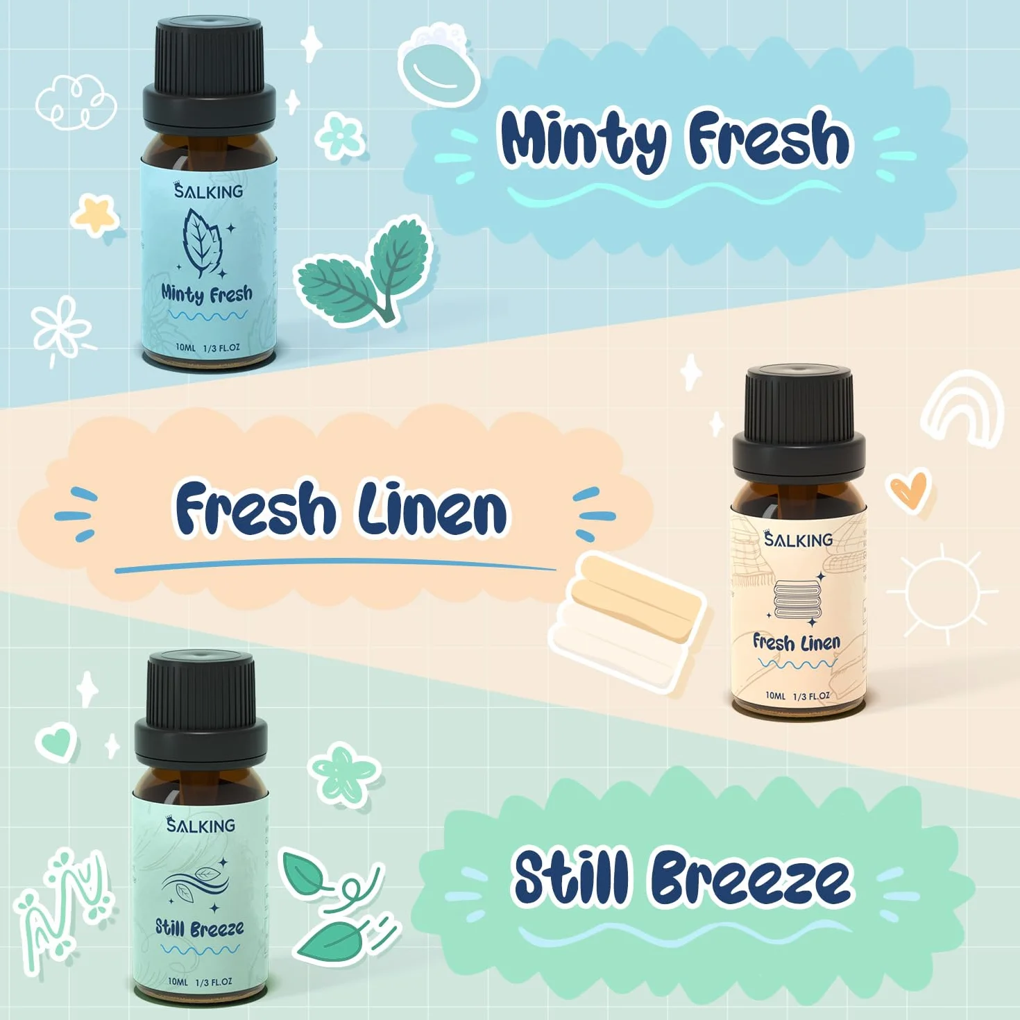 SALKING Zestaw olejków eterycznych 6 x 10 ml do prania i aromaterapii