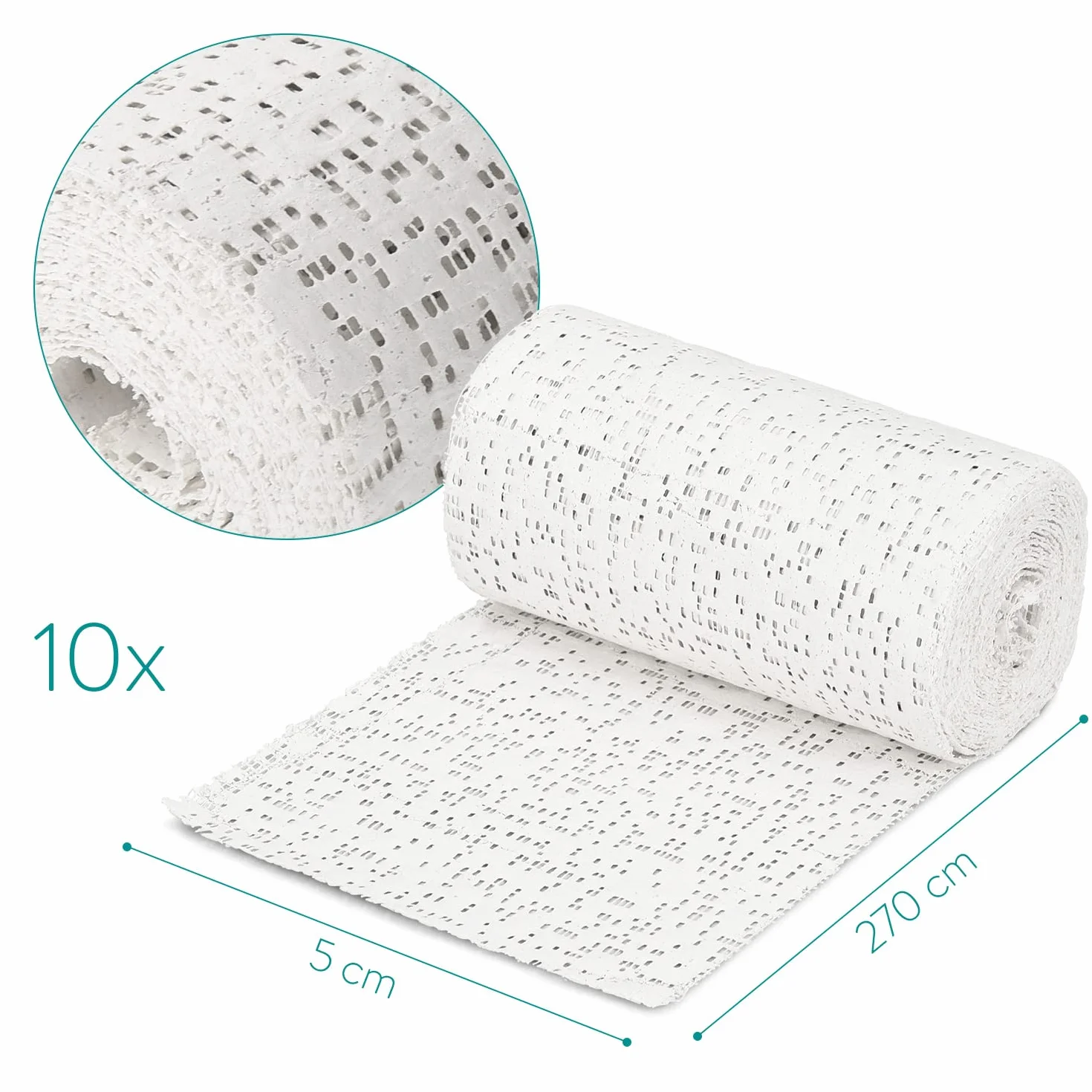 Navaris Zestaw wiązek gipsowych do brzucha, 10 sztuk – 10 x gipsu do wyciskania odcisków, 5 cm x 300 cm, dla niemowląt, bandaż na brzuch, nadruk gipsowy, taśma gipsowa do majsterkowania, szybkoschnąca