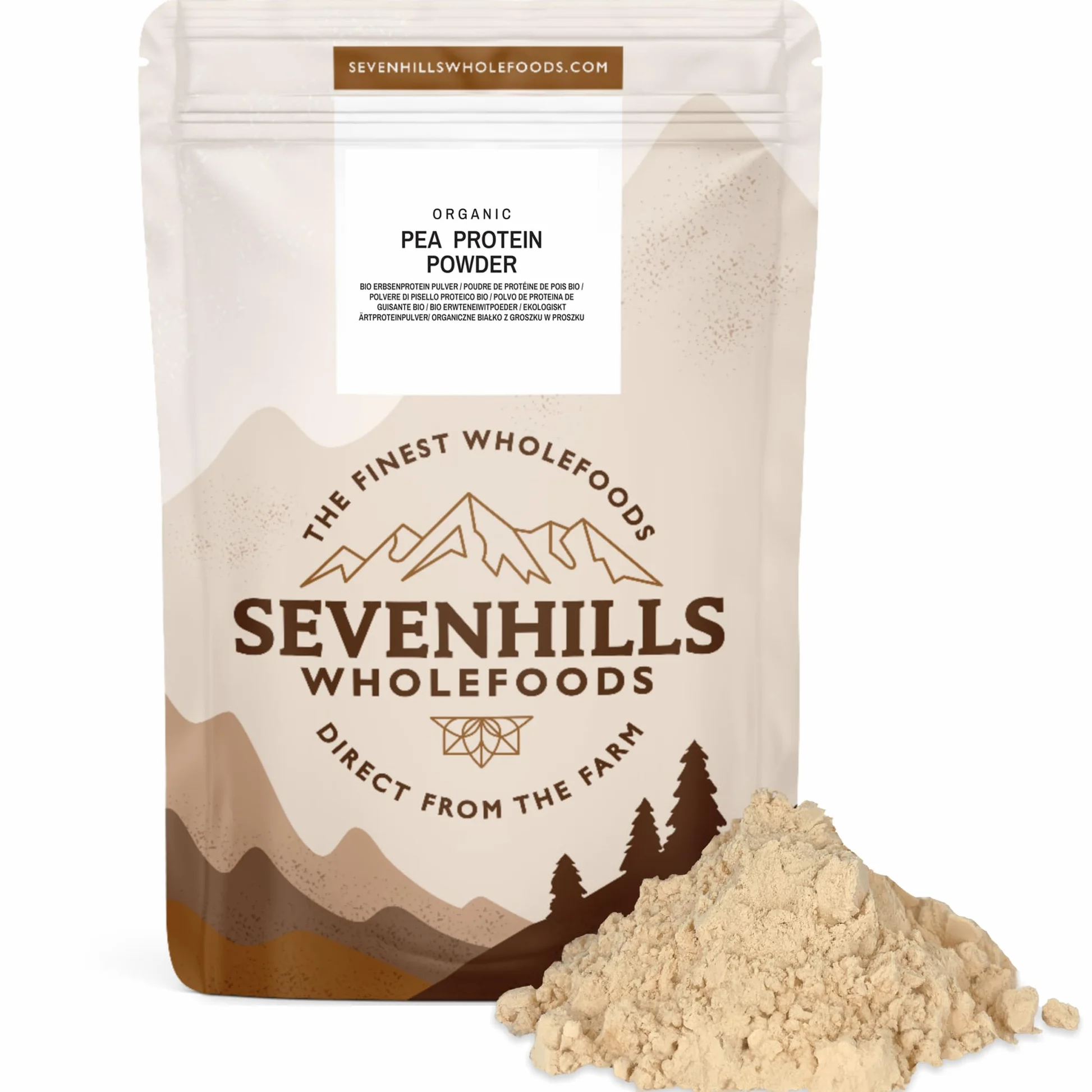 Sevenhills Wholefoods Organiczny proszek białkowy grochu 1,8 kg - bez smaku - 78% białka - wegański, koszerny, bez GMO