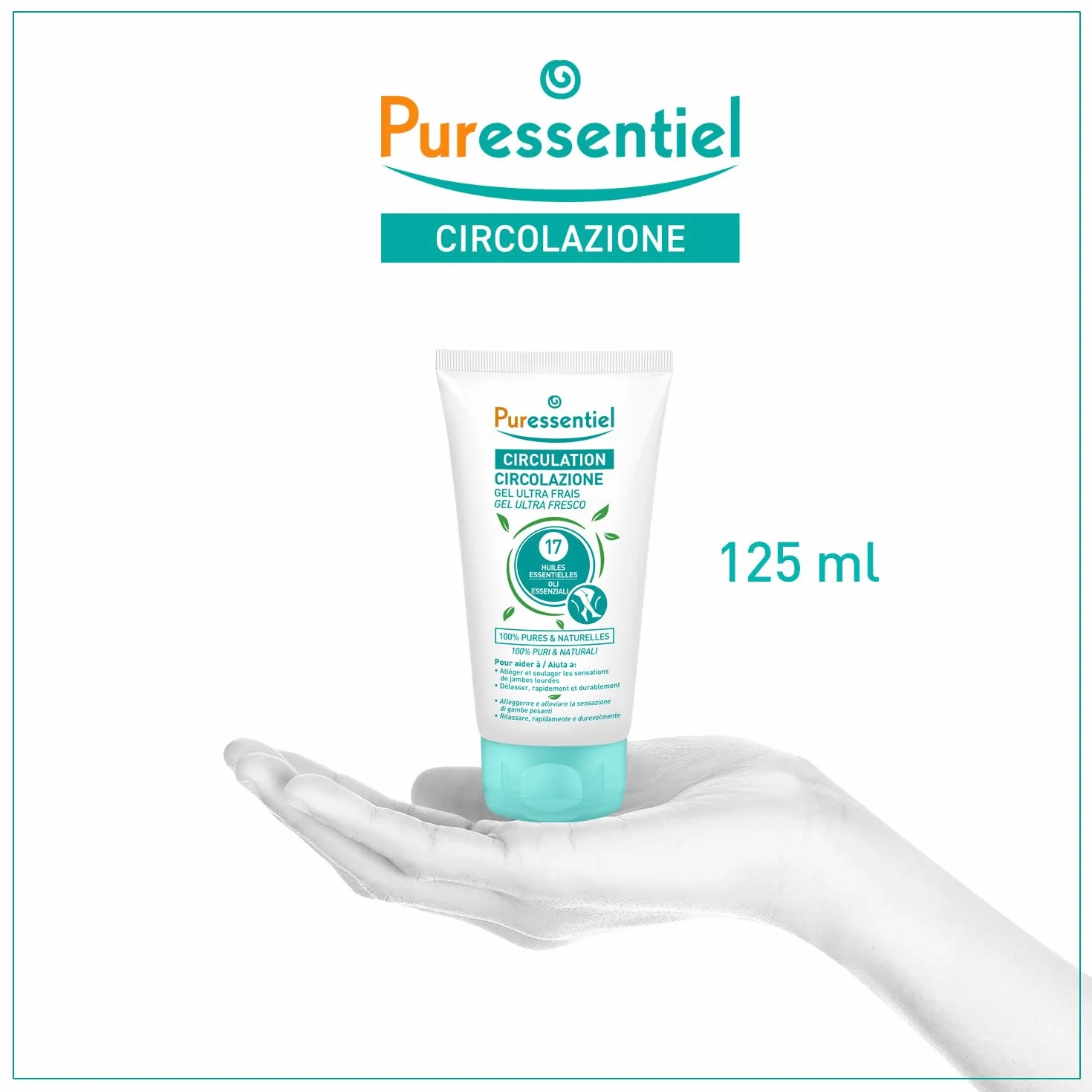 Puressentiel odświeżający żel chłodzący na krążenie krwi z 17 olejkami eterycznymi 125 ml