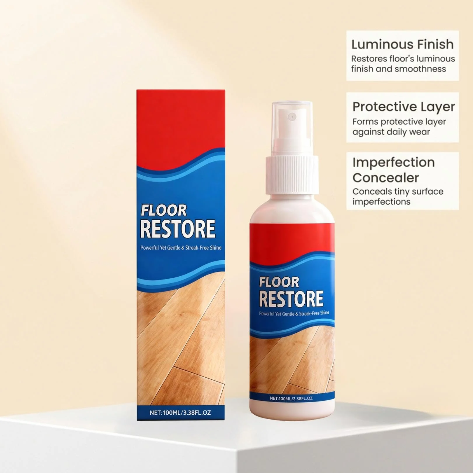 Floor Restore, środek do polerowania podłóg drewnianych, 100 ml, środek do renowacji, renowacja parkietu, ochrona przed zadrapaniami, długotrwały połysk, bez pozostałości (2 sztuki)