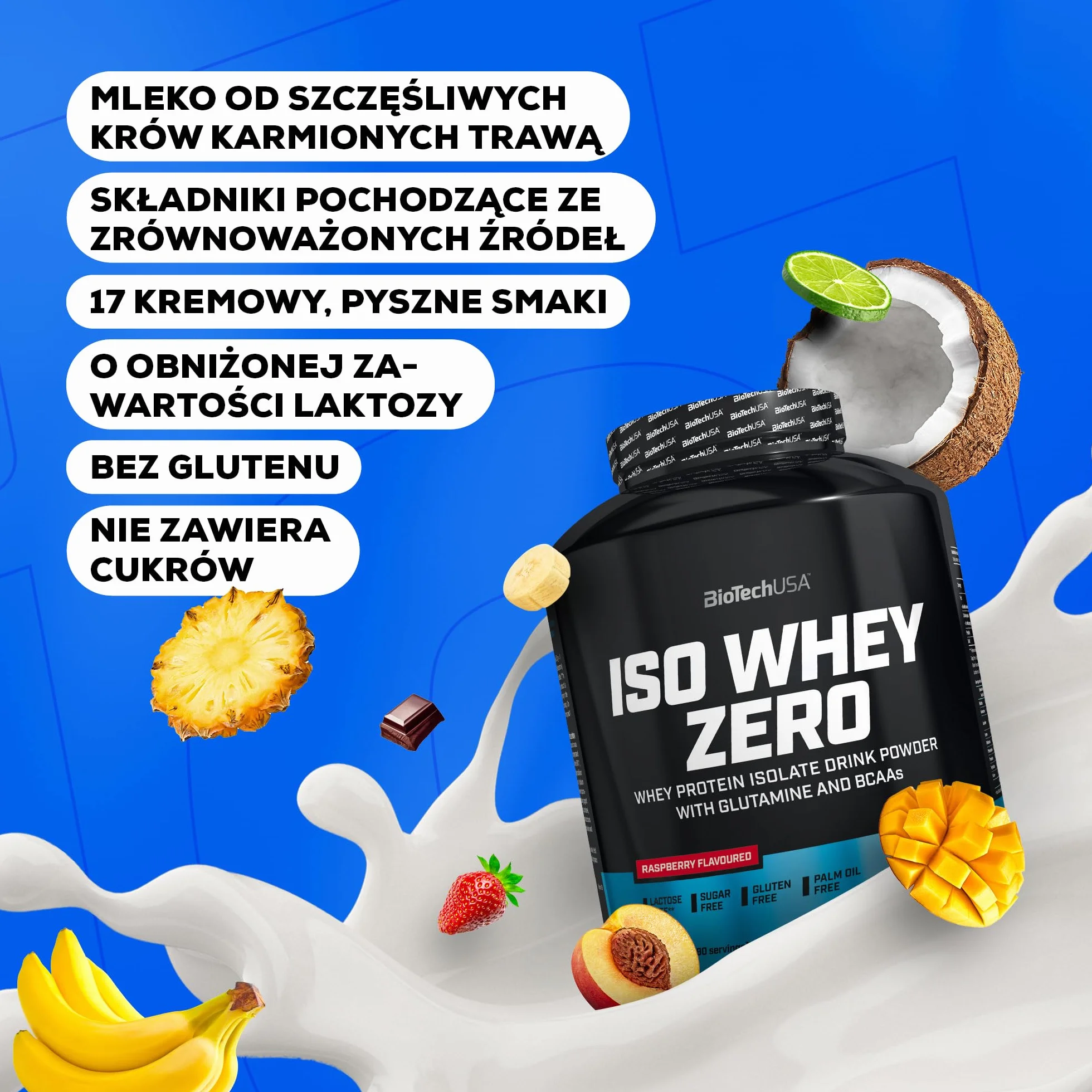 BioTechUSA Iso Whey Zero Premium Whey Protein Isolate Grass-Fed Sugar-Free Gluten-Free 908 g Wanilia