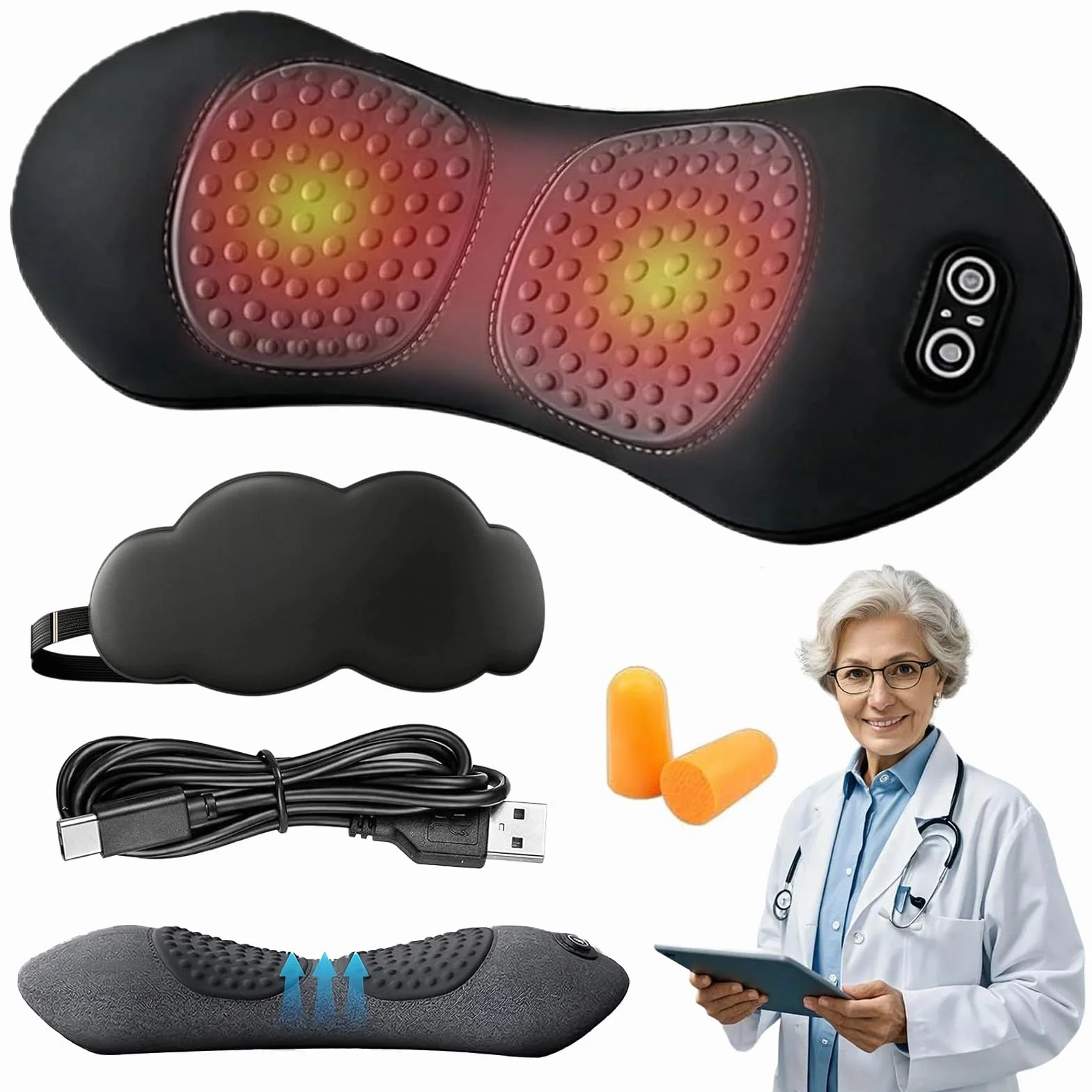 Vertebra Fusion masażer 3 w 1, oryginalny, Triple Fusion Back masażer, zakrzywienie 135°, 3 w 1, masażer pleców z liftingiem, masażem wibracyjnym i gorącym kompresem do talii (USB-A)