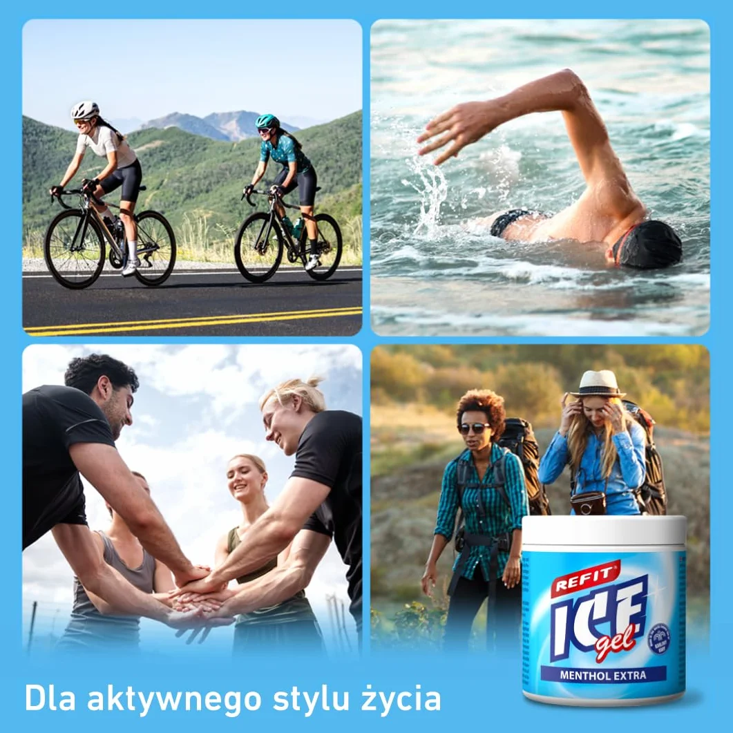 Refit Ice Gel Menthol Extra XXL 500 ml – Extra żel przeciwbólowy – maść chłodząca - wysoka zawartość mentolu – ekstra chłodzący – do regeneracji i relaksacji – unikalna formuła