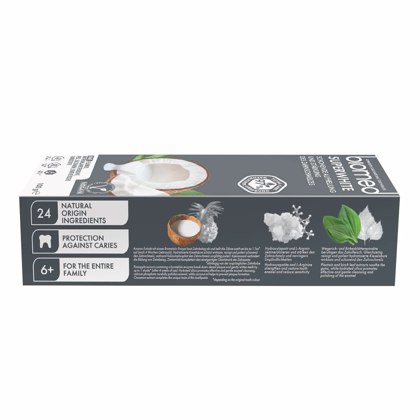 Biomed Superwhite 97% naturalna wybielająca pasta do zębów/wzmocnienie emalii/smak kokosowy, wegański, SLS Free 3x100g