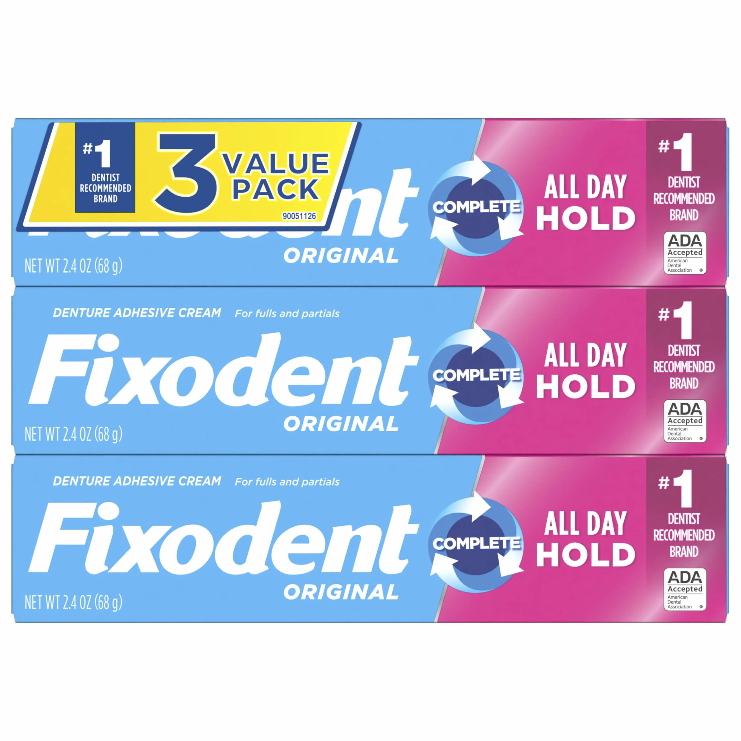 Fixodent Kompletny oryginalny krem do protez, 68 ml, 3 szt