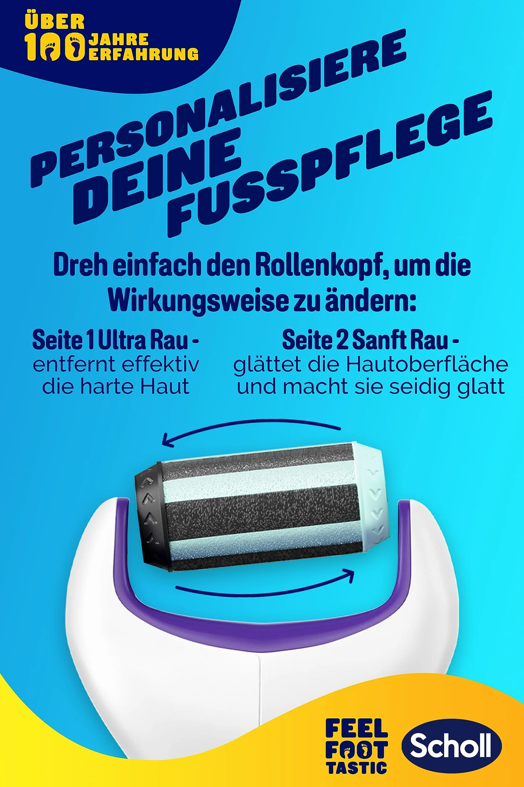 Scholl Expert Care 2 w 1 File & Smooth elektryczny przyrząd do usuwania zrogowaciałego naskórka, dla jedwabiście miękkich stóp, elektrycznie fioletowy