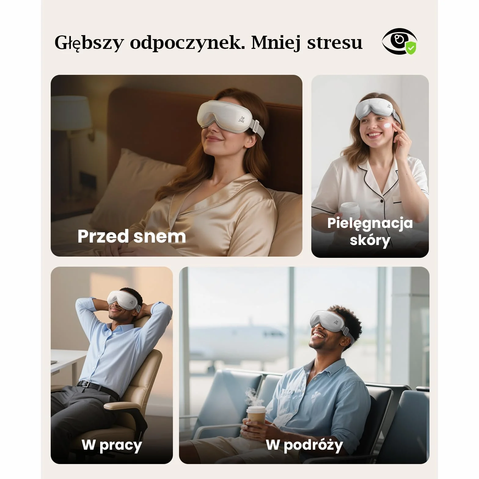 Bob and Brad EyeOasis 3 Masażer do oczu z podgrzewaniem, kompresją powietrzną i muzyką, składany, ładowalny