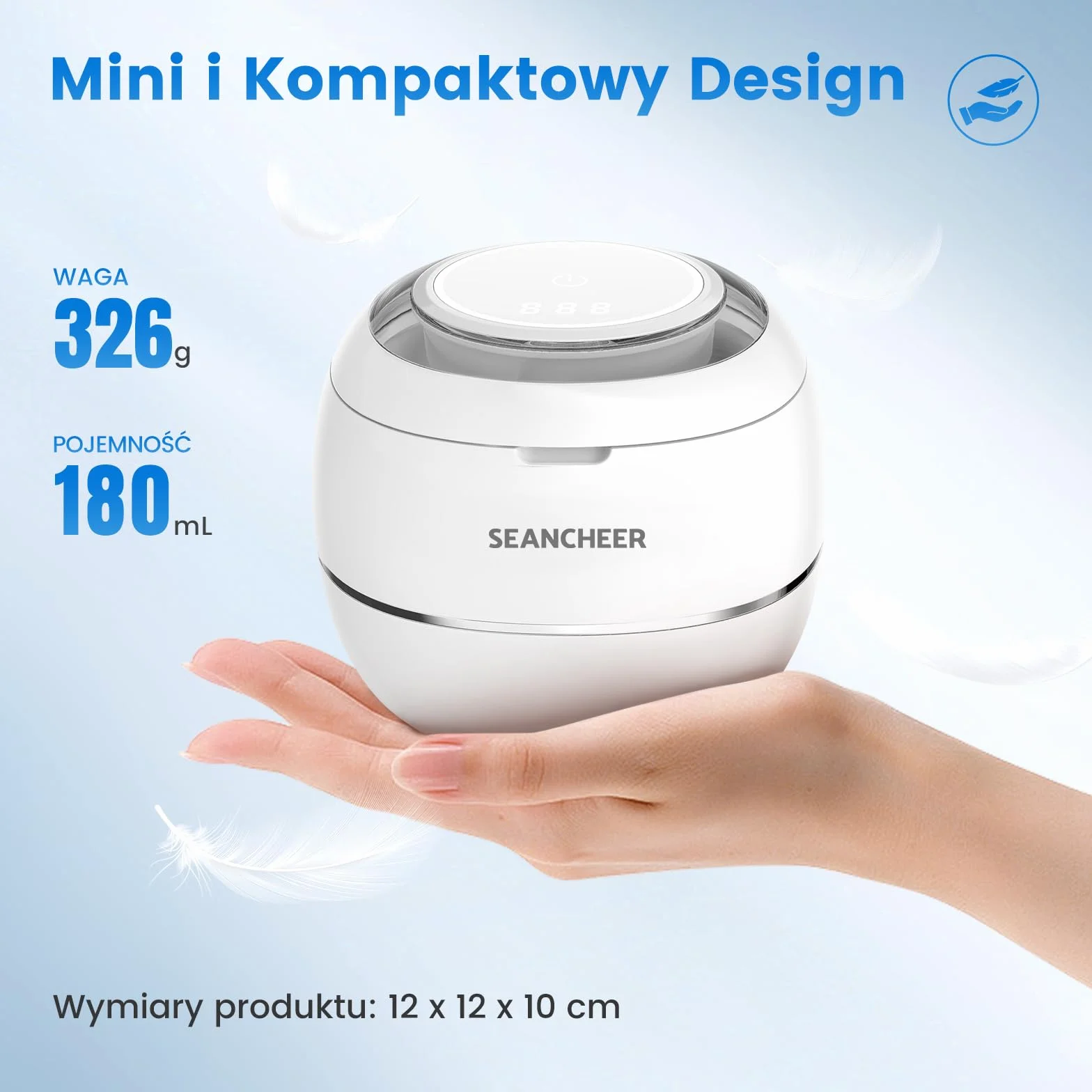 SEANCHEER Czyszczarka ultradźwiękowa 48kHz 180ML UV do protez retainerów alignerów szyn zębowych