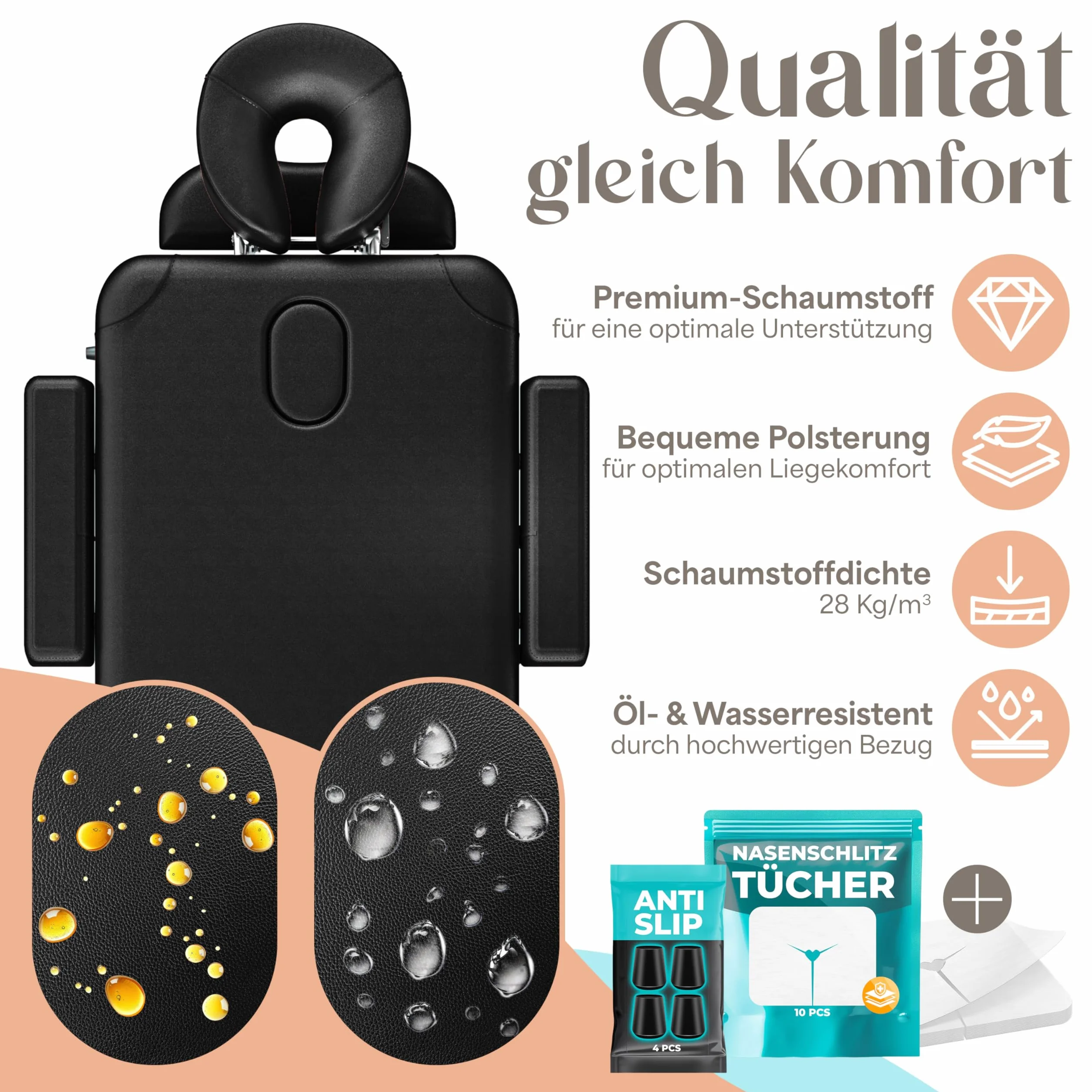 KESSER Składany mobilny stół do masażu z 3 strefami z regulacją wysokości łóżeczko do masażu Leżak kosmetyczny szeroki aluminiowy leżak terapeutyczny + 10 podnóżków
