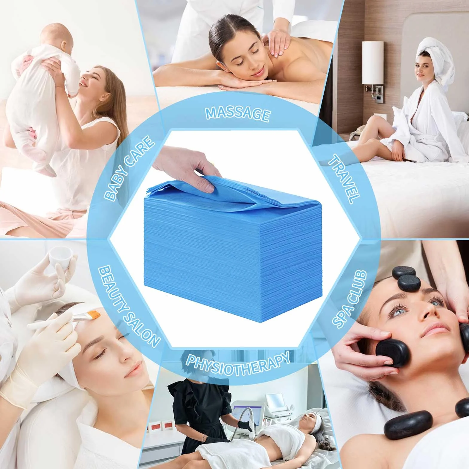 Jednorazowe prześcieradła, niebieskie prześcieradła do masażu spa, miękka włóknina na stół do masażu, prześcieradło ochronne do salonu piękności, spa, masażu, hoteli, kosmetyczki, 180 x 80 cm