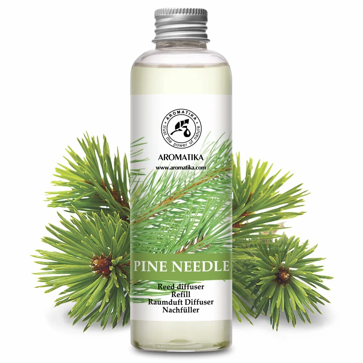 AROMATIKA Wkład do Dyfuzora Trzcinowego Sosna 200 ml Świeży i Długotrwały Zapach Dyfuzor Zapachowy z Patyczkami Olejek z Igieł Sosny Aromaterapia Dom Biuro Odświeżacz Powietrza