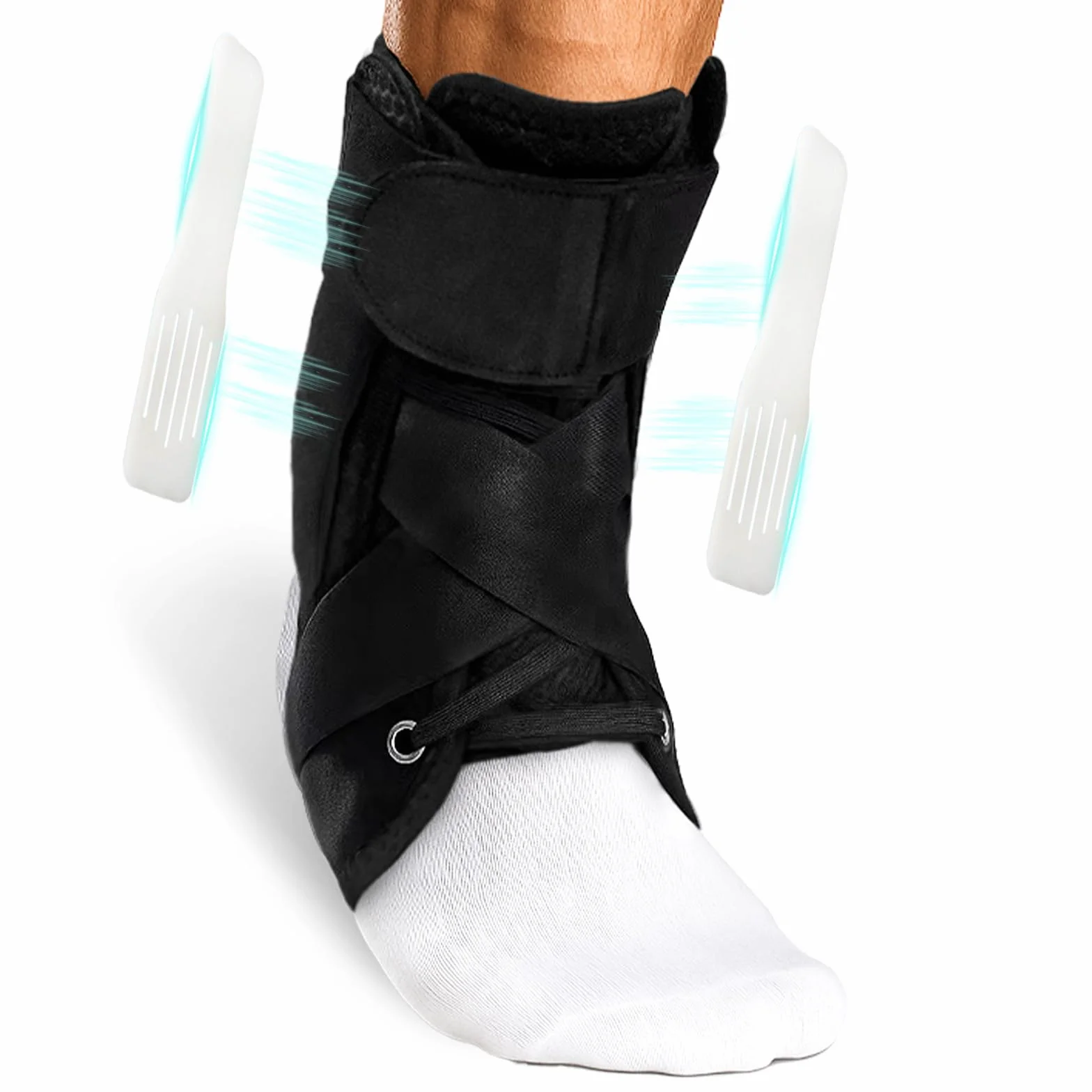 Regulowany stabilizator kostki ze zdejmowanym wzmocnieniem - stabilizator stawu skokowego i sportowego, odpowiedni do noszenia z butami, 1 sztuka (duży)