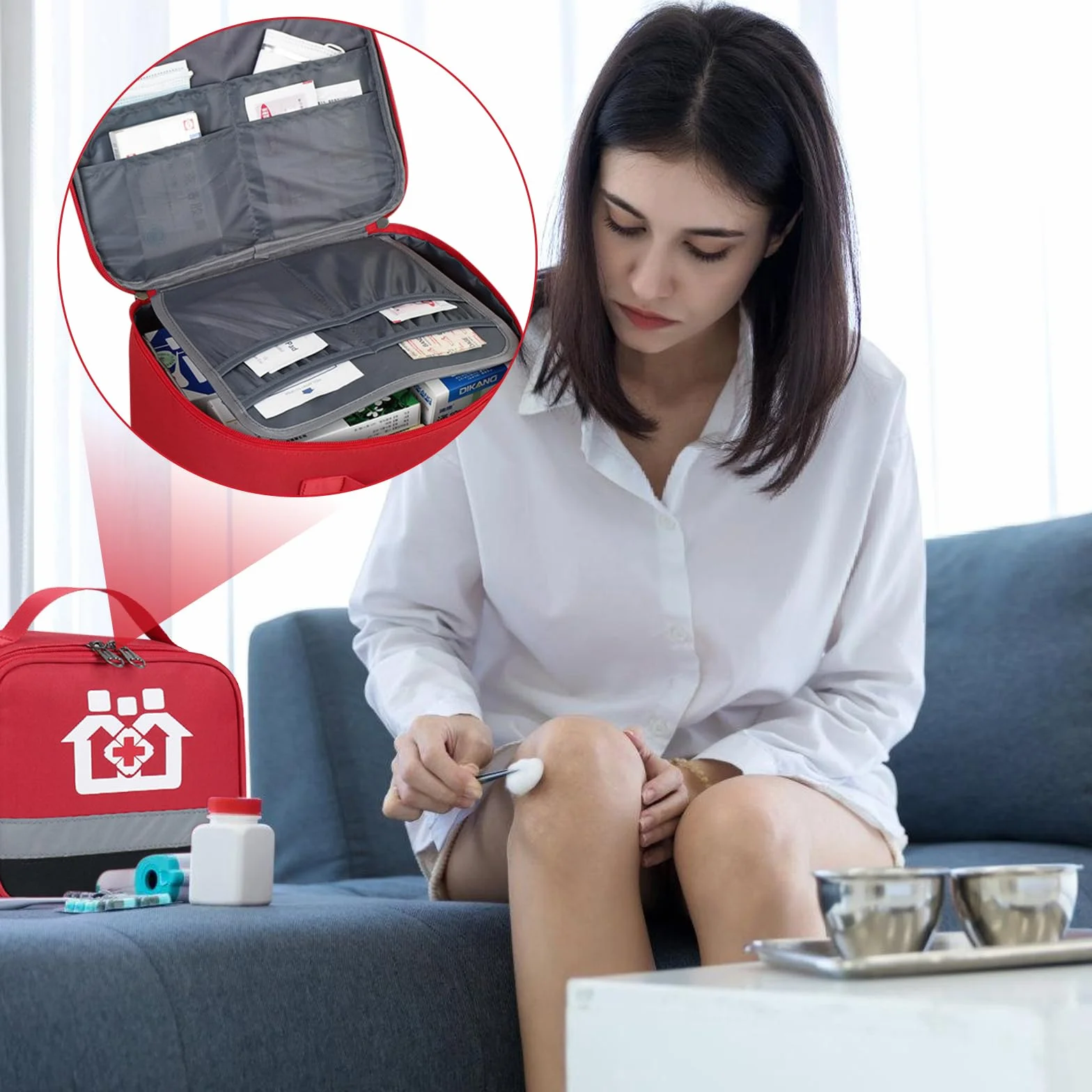 Wodoodporna torba na leki duża pojemność 2 sztuki czerwona