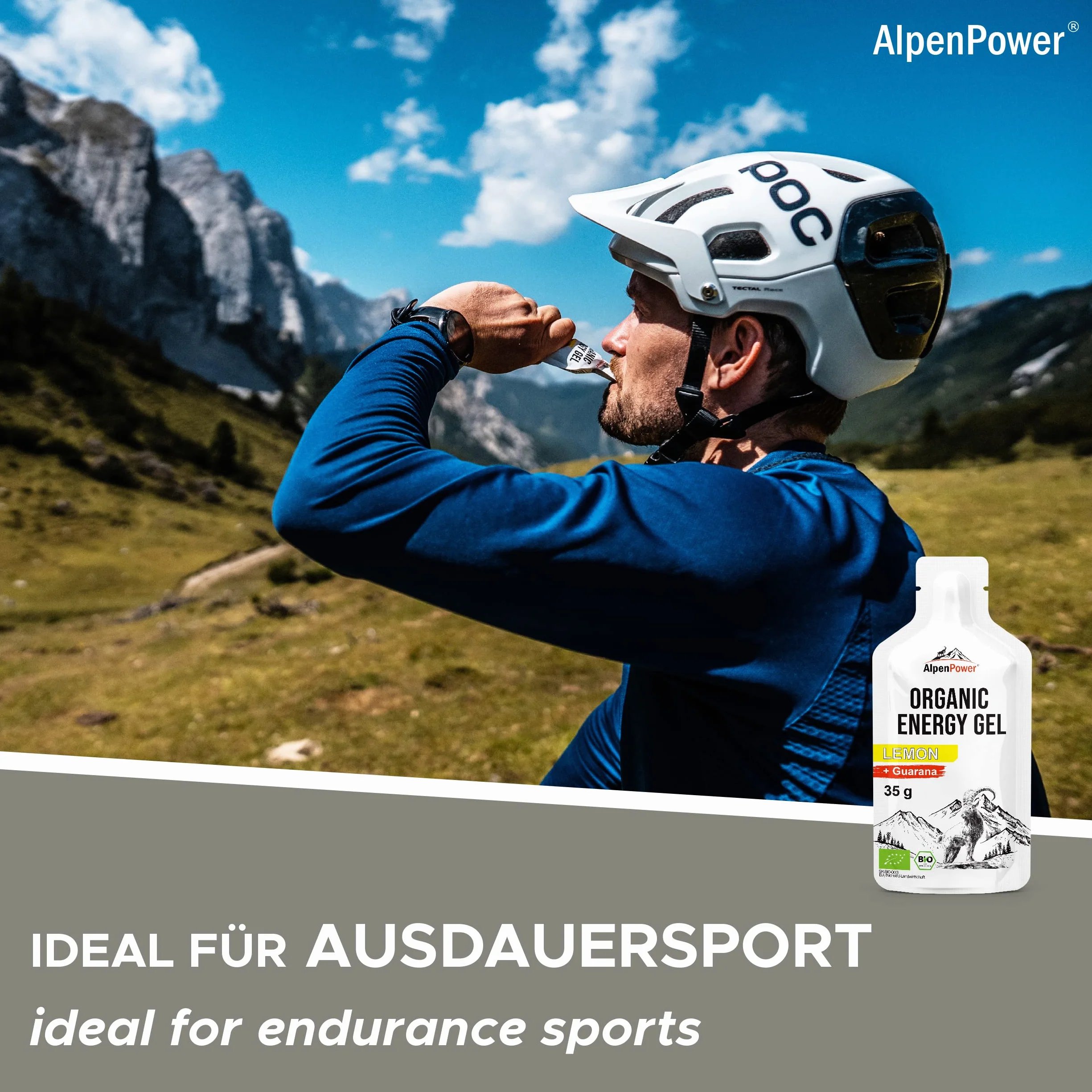 AlpenPower Bio Energy Gel Lemon 12 x 35 g I 100% naturalne składniki, z kofeiną z guarany, szybka i długotrwała energia, bez dodatków, idealny do sportów wytrzymałościowych