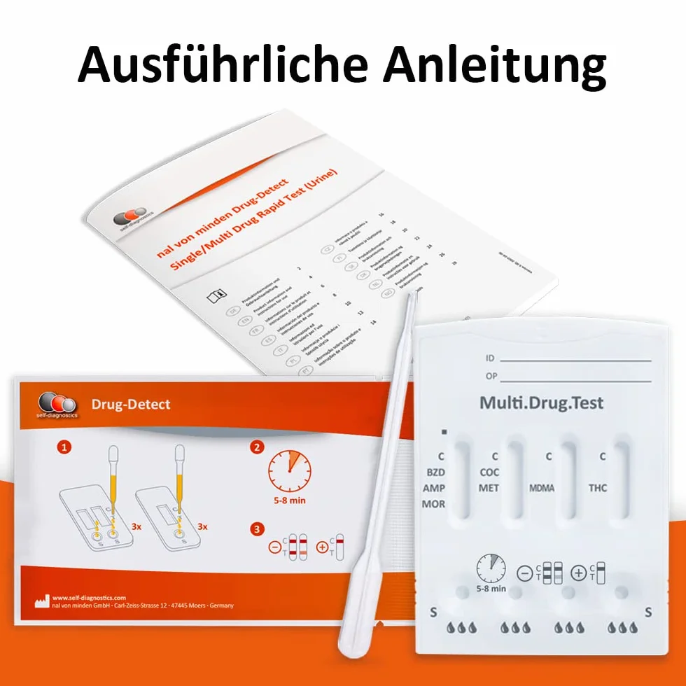 self-diagnostics Multi 8 MPU Szybki Test Narkotykowy – Wykrywanie 8 Rodzajów Narkotyków: Amfetamina, Metamfetamina, Ecstasy, Benzodiazepiny, Kokaina, Morfina, Metadon, THC – 5-Min. Domowy Test Moczowy