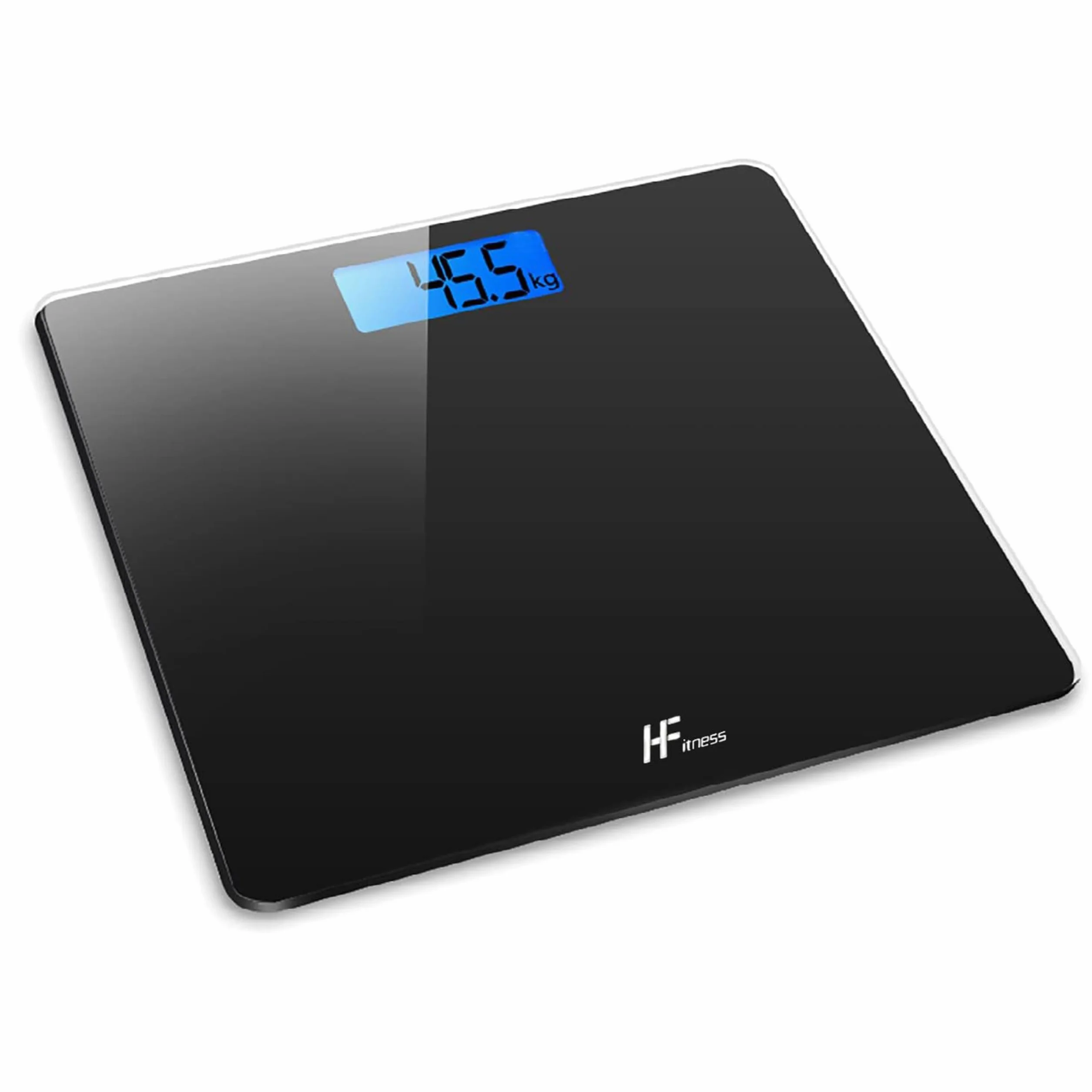 HomeFashion HFitness 28x28cm 180KG Cyfrowa Waga Łazienkowa do Pomiaru Masy Ciała Podświetlany Wyświetlacz Zarządzanie Wagą Czarna - Cyfrowe Wagi Łazienkowe