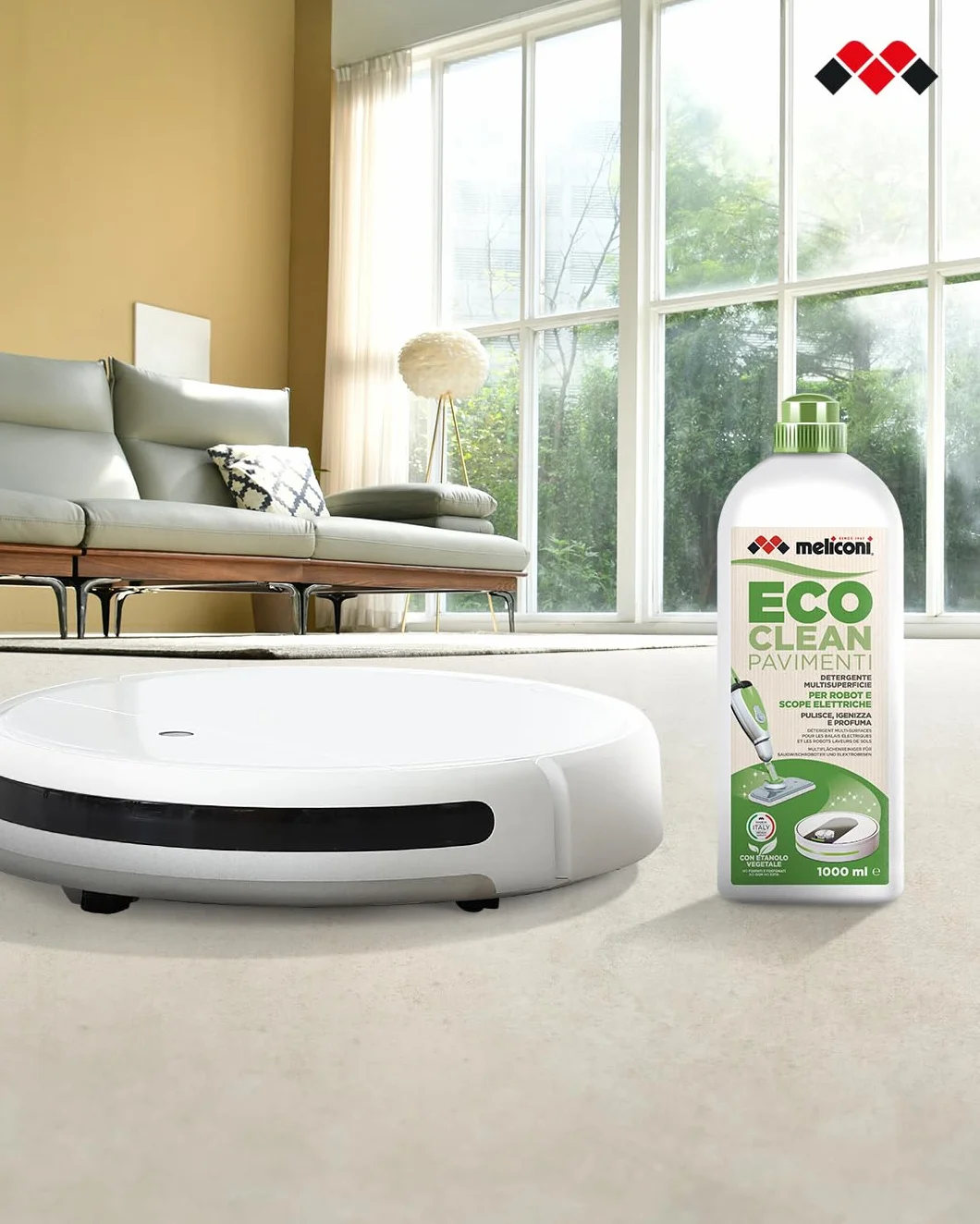 Meliconi Eco Clean urządzenie do czyszczenia podłóg do elektrycznych mioteł i robotów, wielofunkcyjna powierzchnia, 1 l, wyprodukowano we Włoszech