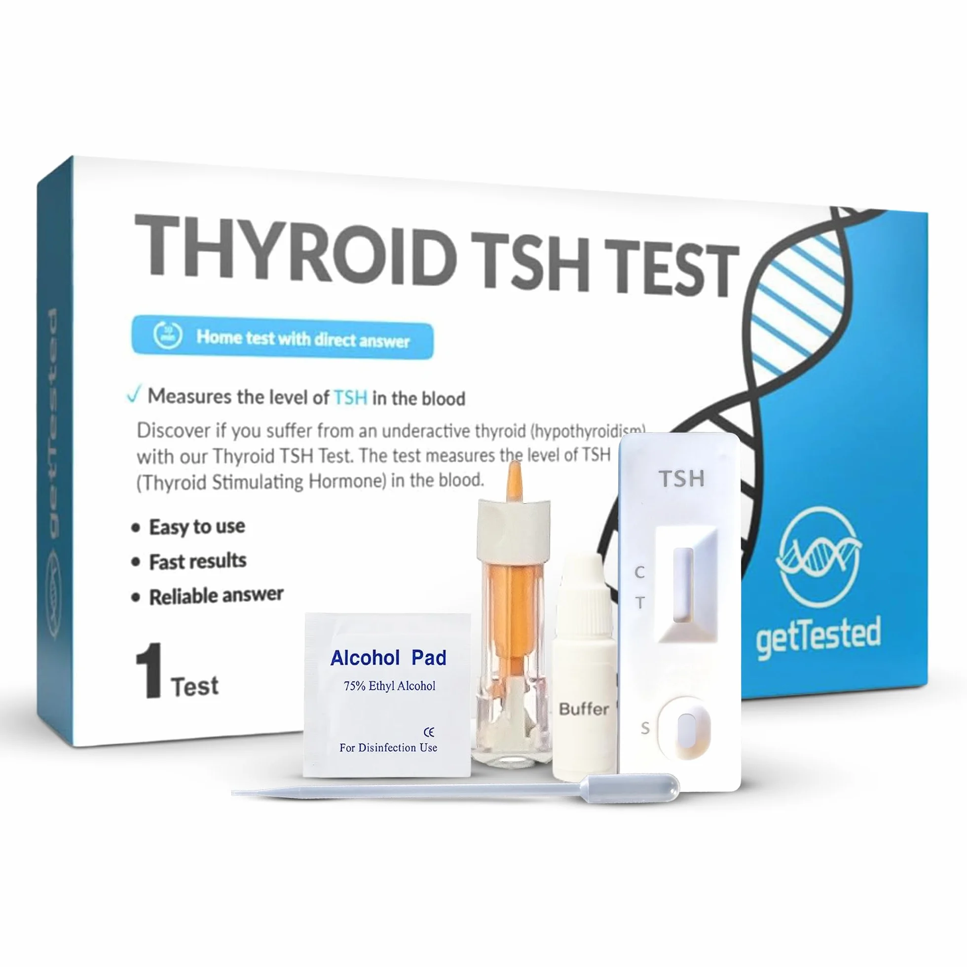GetTested at Home Test TSH tarczycy 1 test mierzy poziom hormonu stymulującego tarczycę we krwi