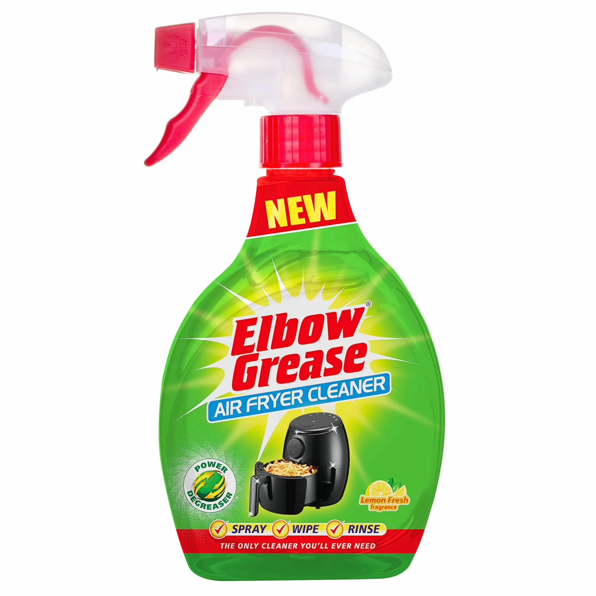 Elbow Grease Spray do czyszczenia frytkownicy powietrznej, spray, pianka, wycieranie, płukanie, przecina brud, tłuszcz i brud (świeży cytrynowy, 500 ml)