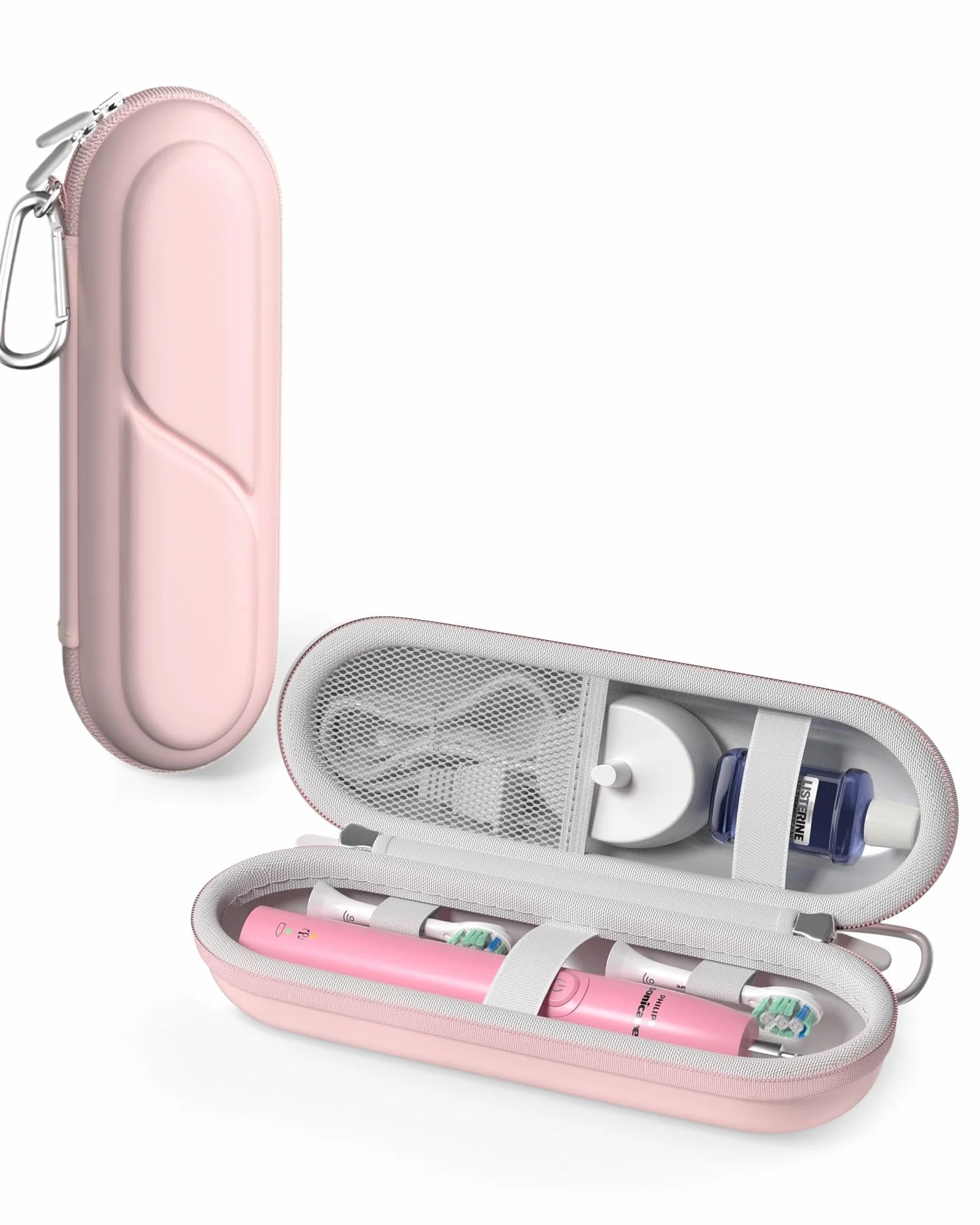 ProCase Etui na elektryczną szczoteczkę do zębów Oral-B Pro/Smartseries/iO Series/Phlips Sonicare, kompaktowy podróżny organizer ochronny na szczoteczki do zębów, pomieści akcesoria, różowe