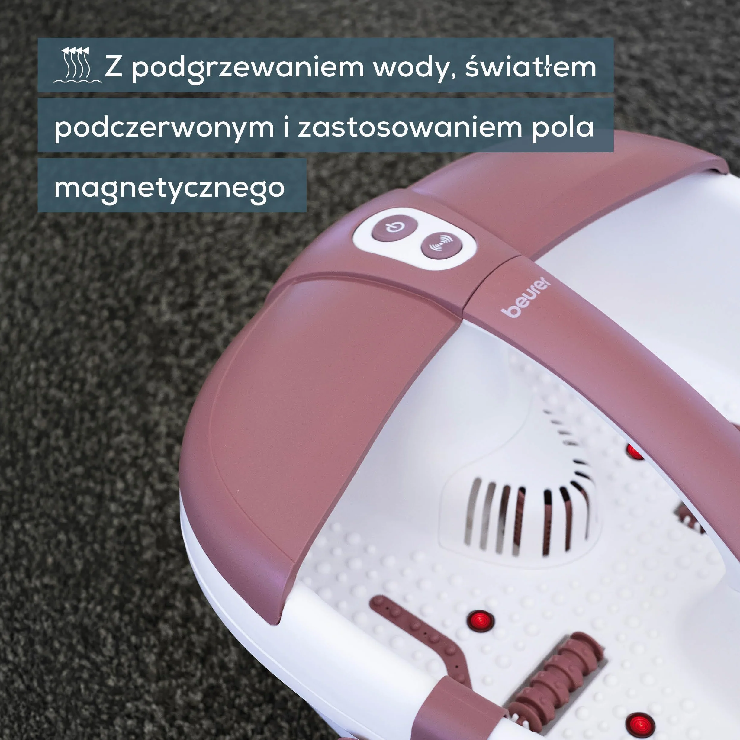 Beurer FB 35 kąpiel perełkowa do stóp z masażem wibracyjnym i bąbelkowym, 3 wymienne nasadki do pedicure, podgrzewanie wody, światło podczerwone, aromaterapia, do rozmiaru buta 44