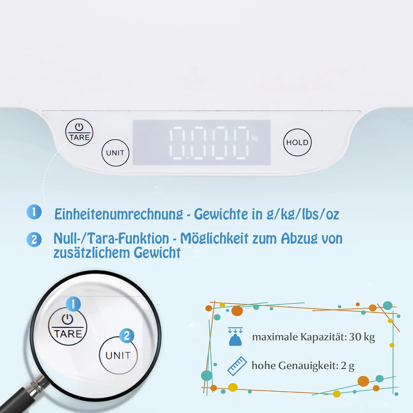 GOPLUS Cyfrowa waga dla niemowląt z Bluetooth i aplikacją, wyświetlacz LED, funkcja tarowania
