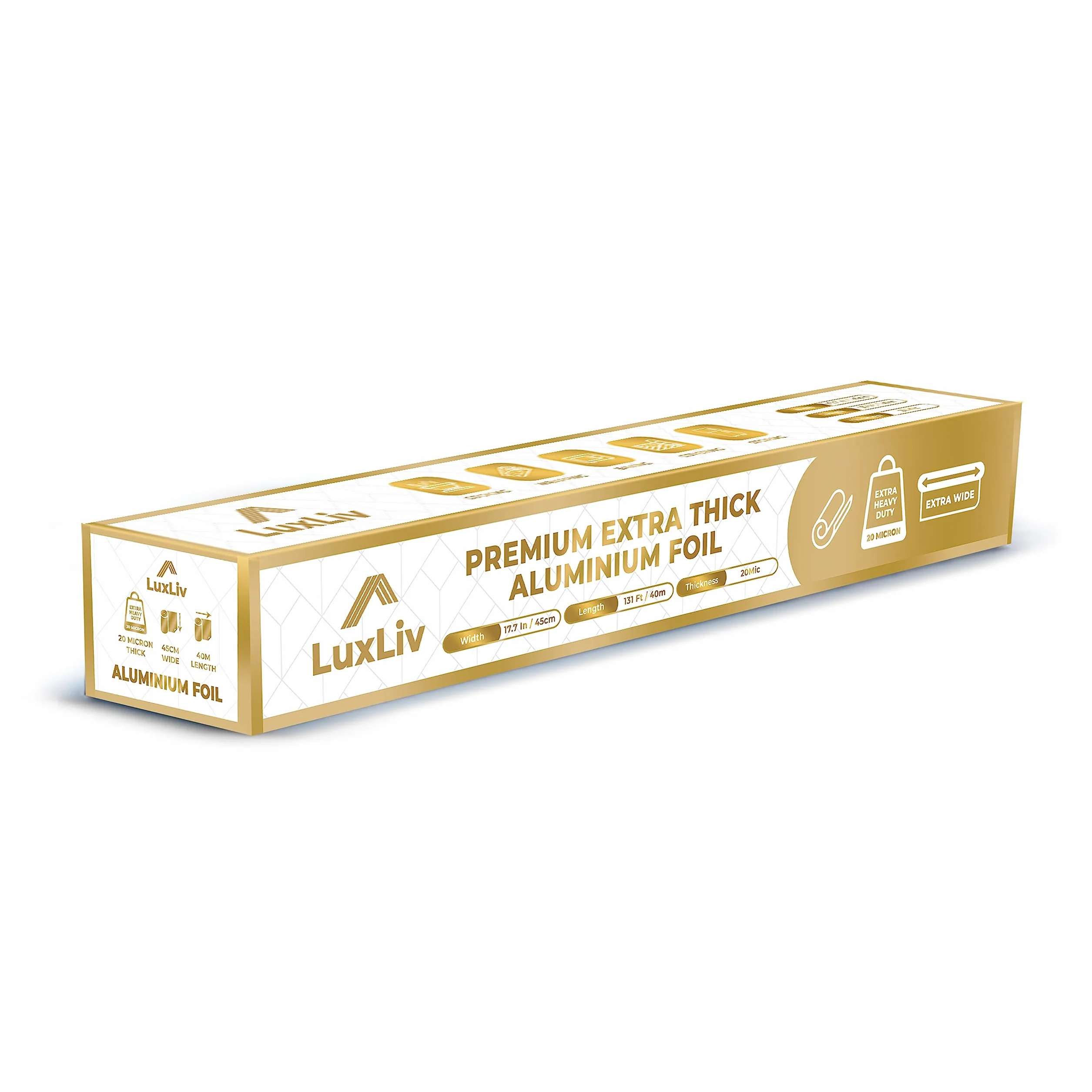 Aluminiowa folia na rolkę 45,7 cm x 39,9 m 20 mikronów 17,9 m² klasa komercyjna do grillowania gotowania