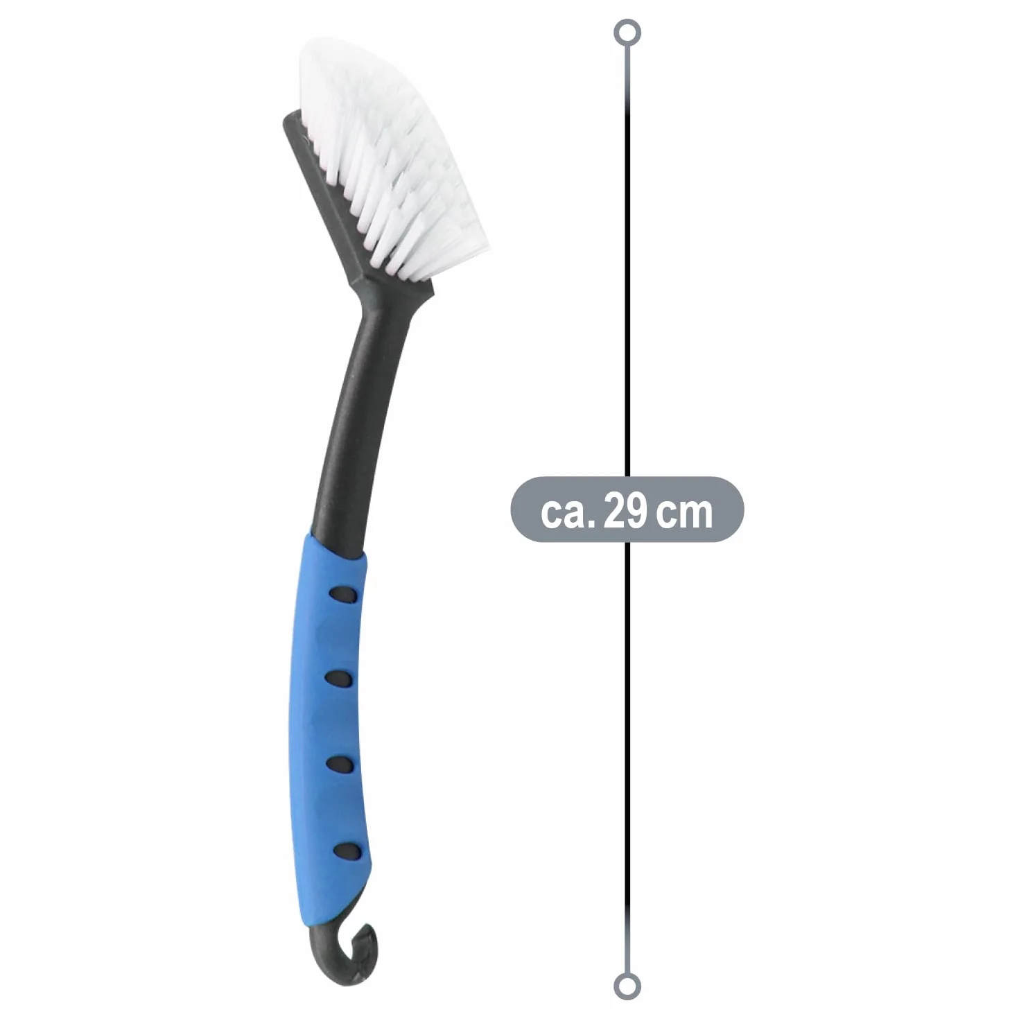 COM-FOUR® 4x Przyrząd do mycia naczyń – kuchenne narzędzie z wytrzymałym włosiem nylonowym – akcesorium do naczyń o długości 29 cm - "MADE IN GERMANY" (4 sztuki - zielony/bialy/blekitny/jagodowy)