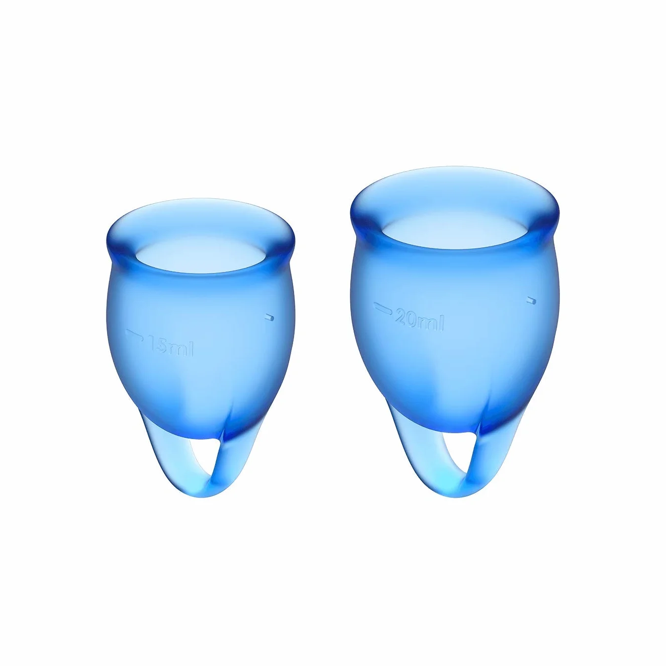 Satisfyer, kubeczki menstruacyjne,Feel Confident - Menstrual Cup Set', 2 sztuki, 15 i 20 ml, wielokrotnego uzytku, trwale, latwe do czyszczenia, kolor:niebieski