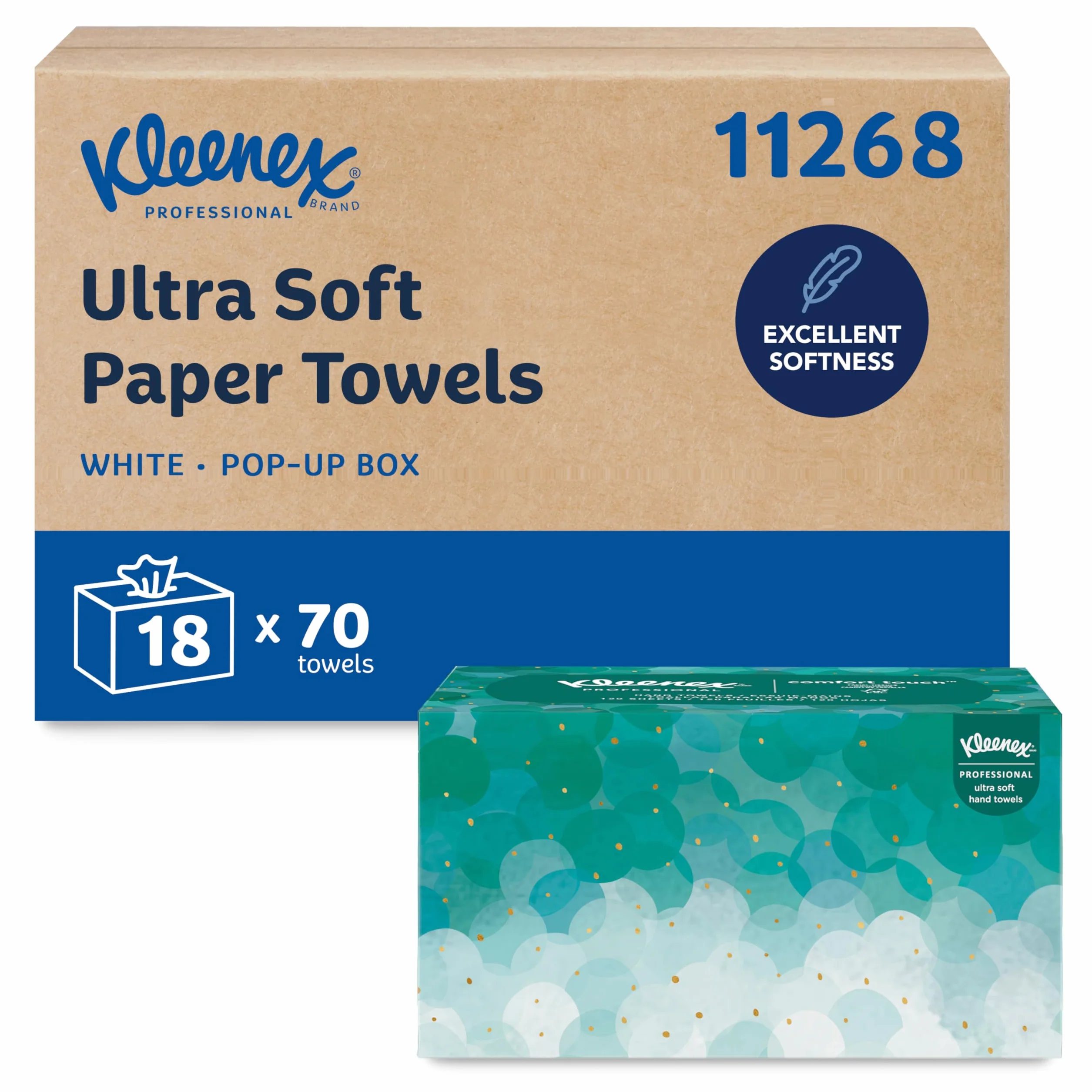 Kleenex 1126 ręczniki papierowe 1-warstwowe białe 18 pudełek po 70 chusteczek